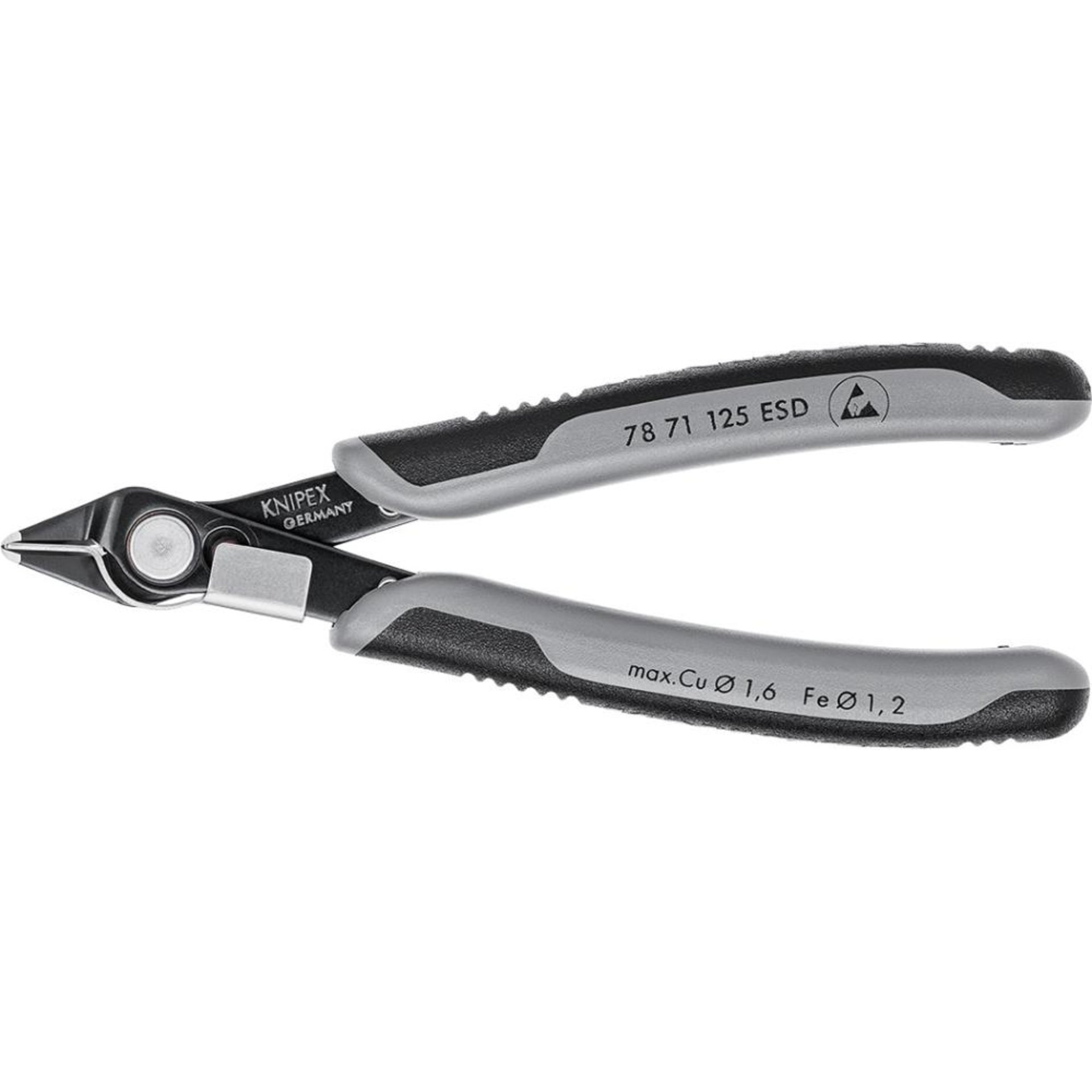 Seitenschneider Elektronik ESD brüniert mit Drahtklemme 125mm KNIPEX