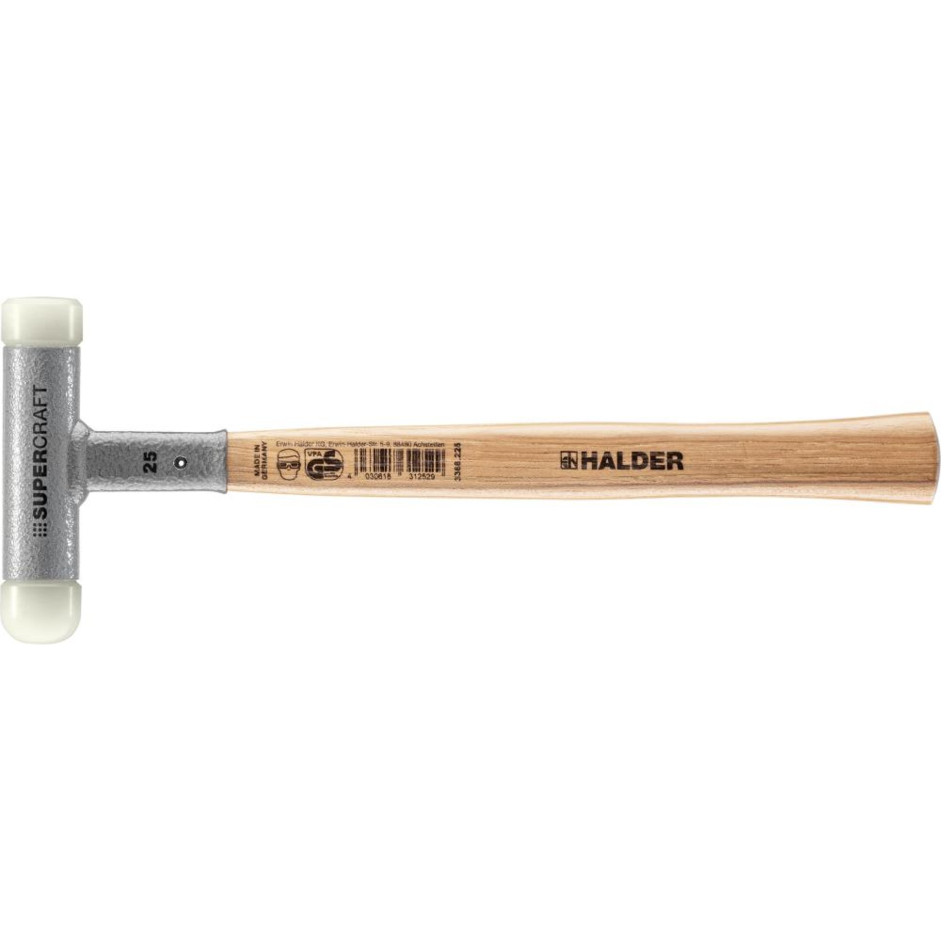 Schonhammer SUPERCRAFT 25mm m. 1 abger. Kopf rückschlagfrei HALDER