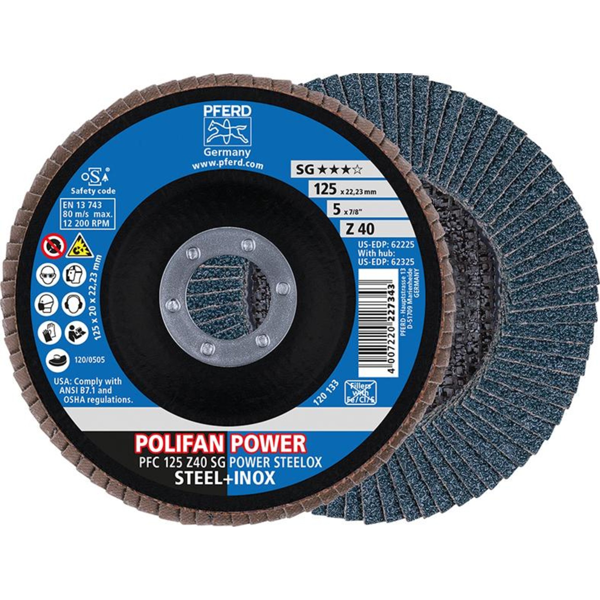 Fächerschleifscheibe Z 40SGP POWER 125mm K40 Pferd
