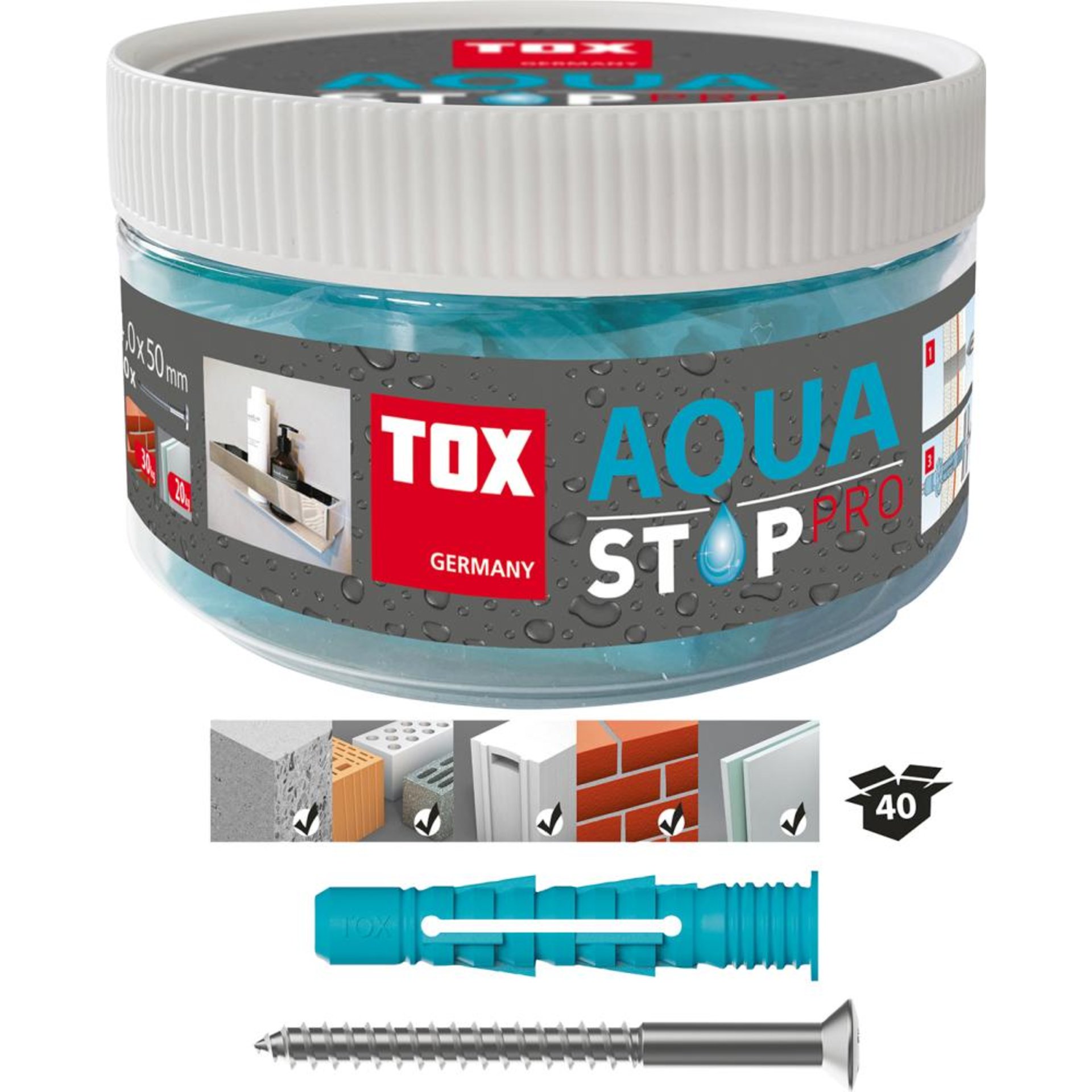 Allzweckdübel AquaStop Pro in Runddose