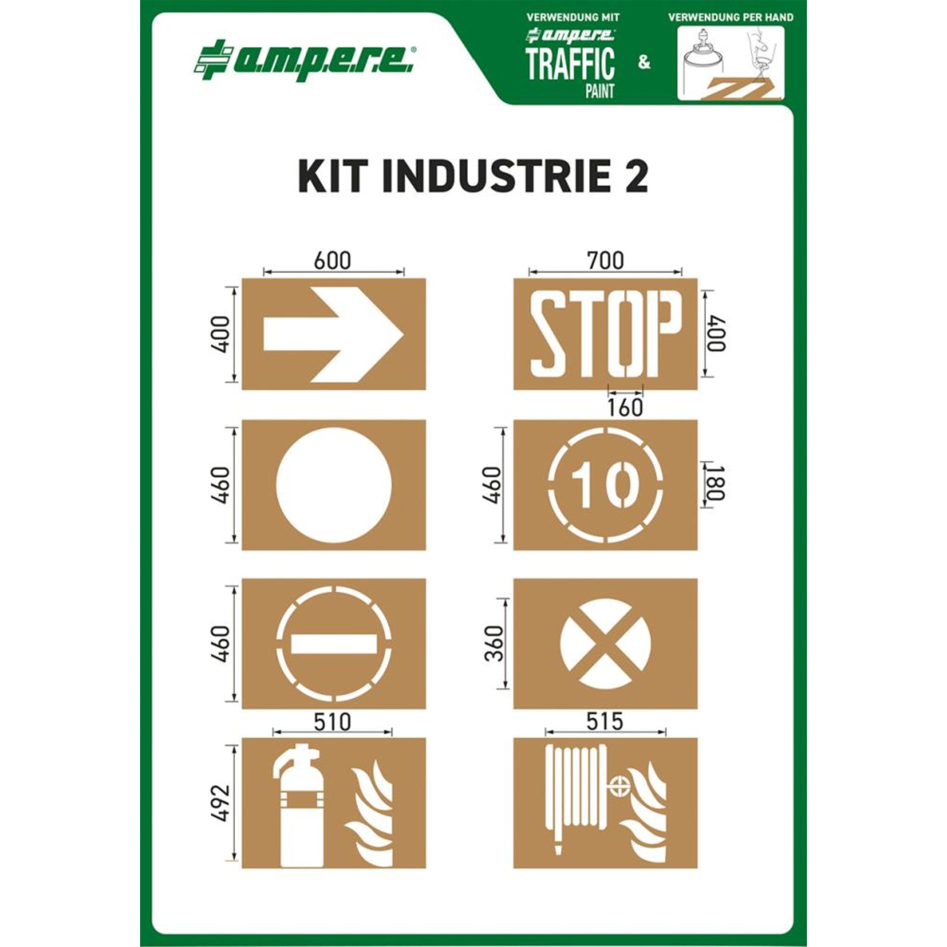 AMPERE Spritz-Schablonen KIT Industrie 02,8-teilig