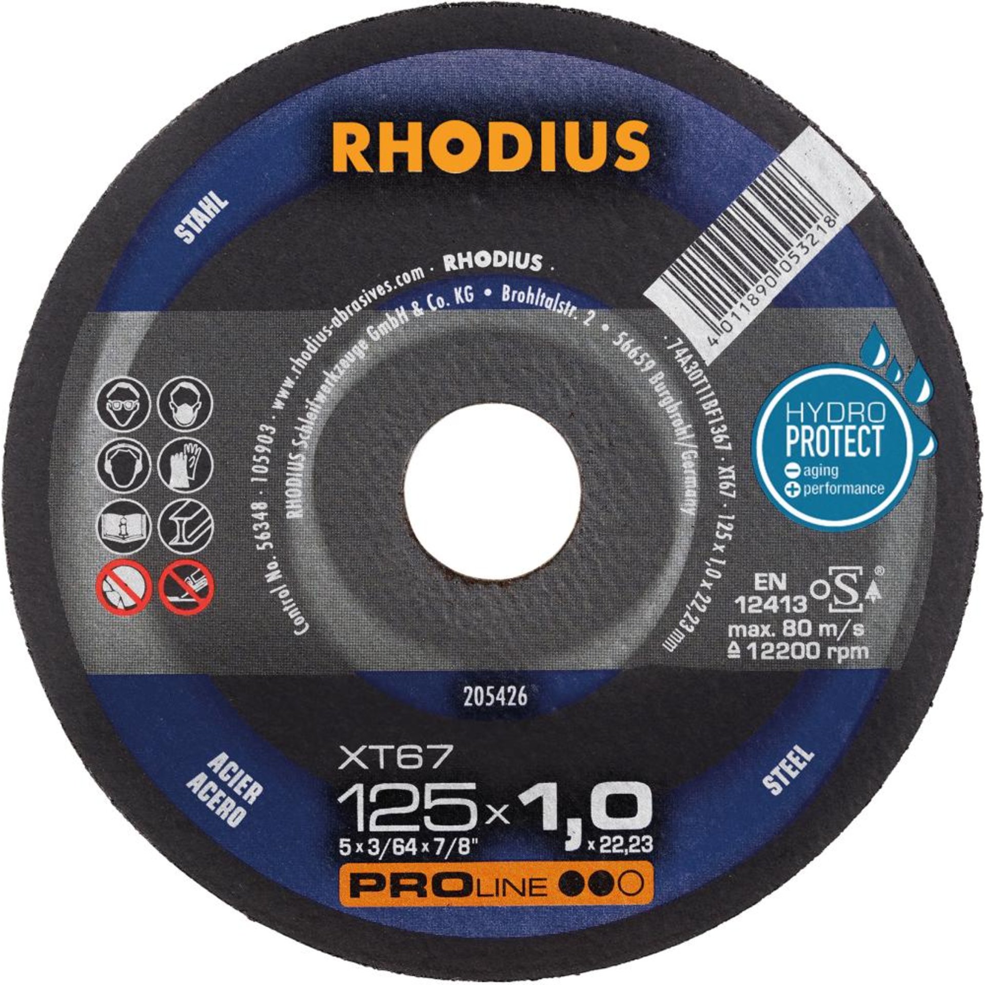 Trennscheibe XT67 125 x 1,0mm ger. Rhodius