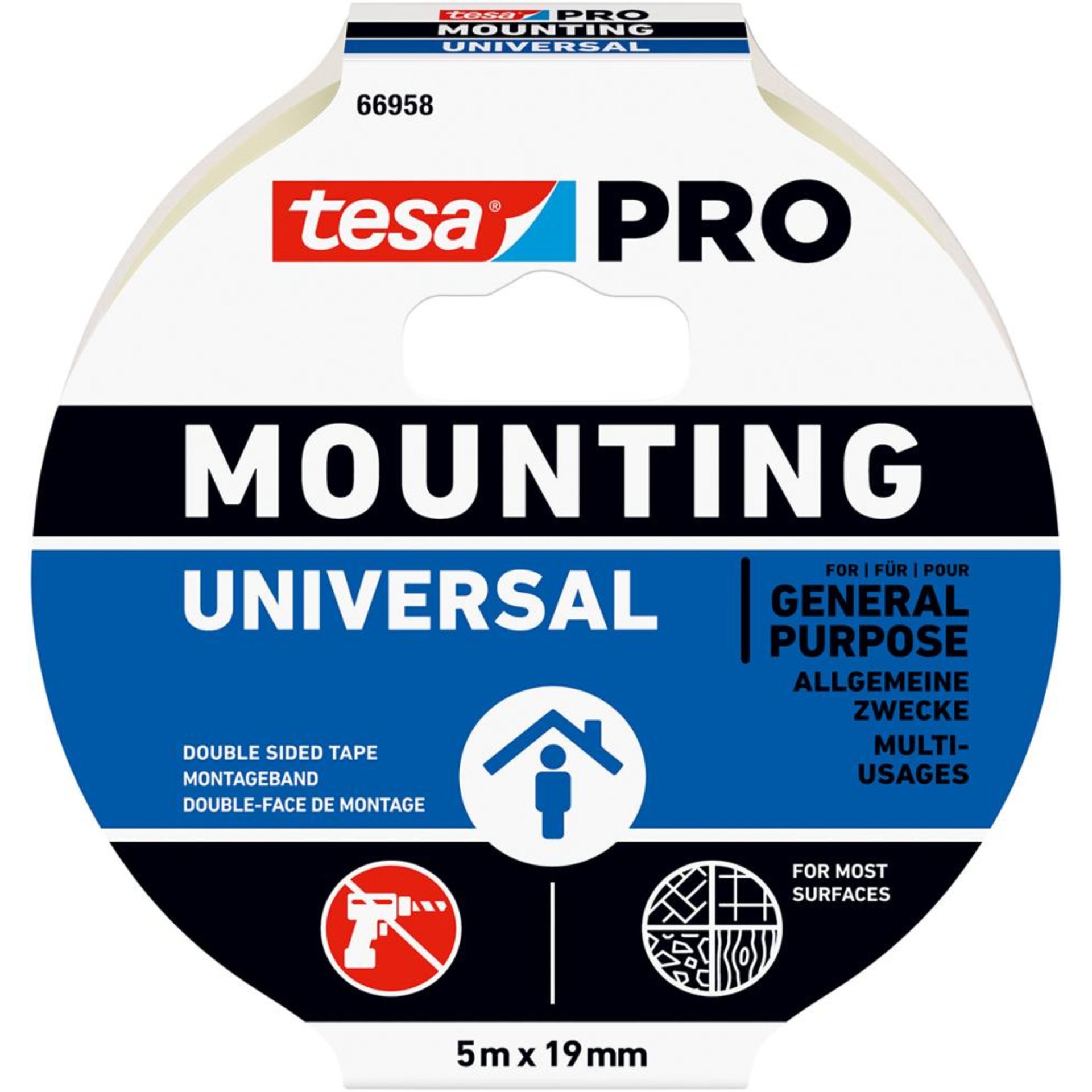 tesa Mounting PRO Universal, 5m:19mm