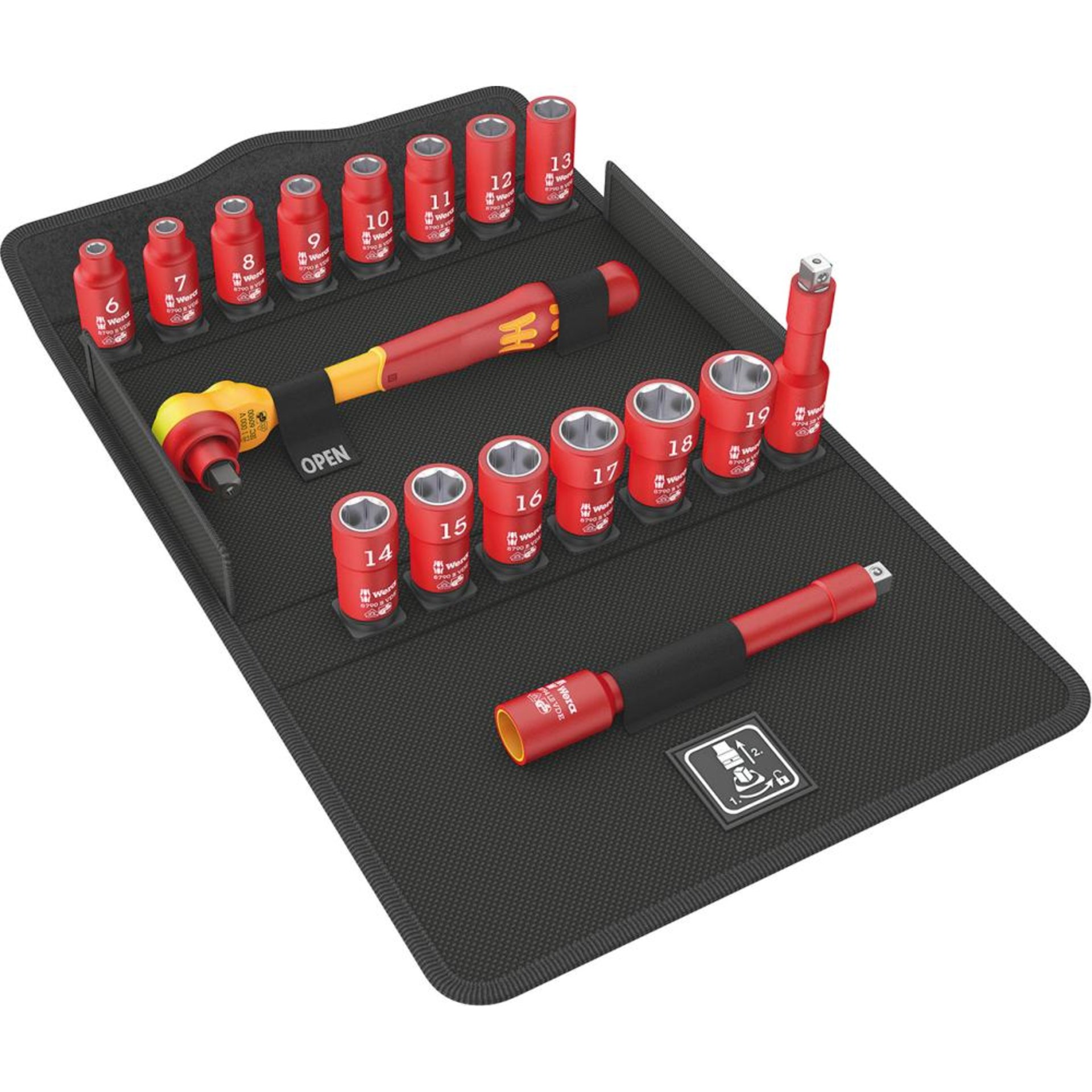 Steckschlüssel-Garnitur 3/8" ZYKLOP VDE 17-teilig Wera