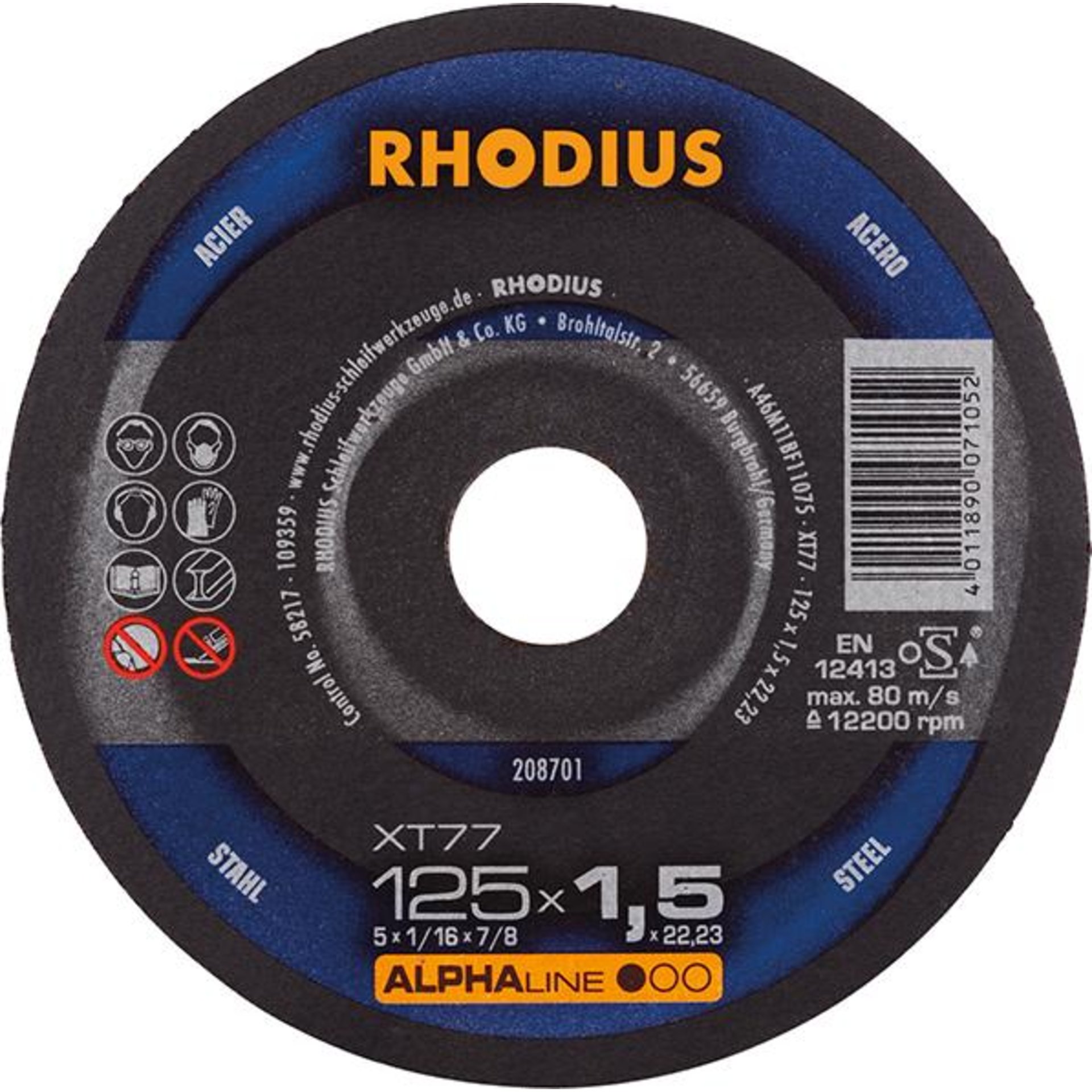 Trennscheibe XT77 125 x 1,5mm ger. Rhodius