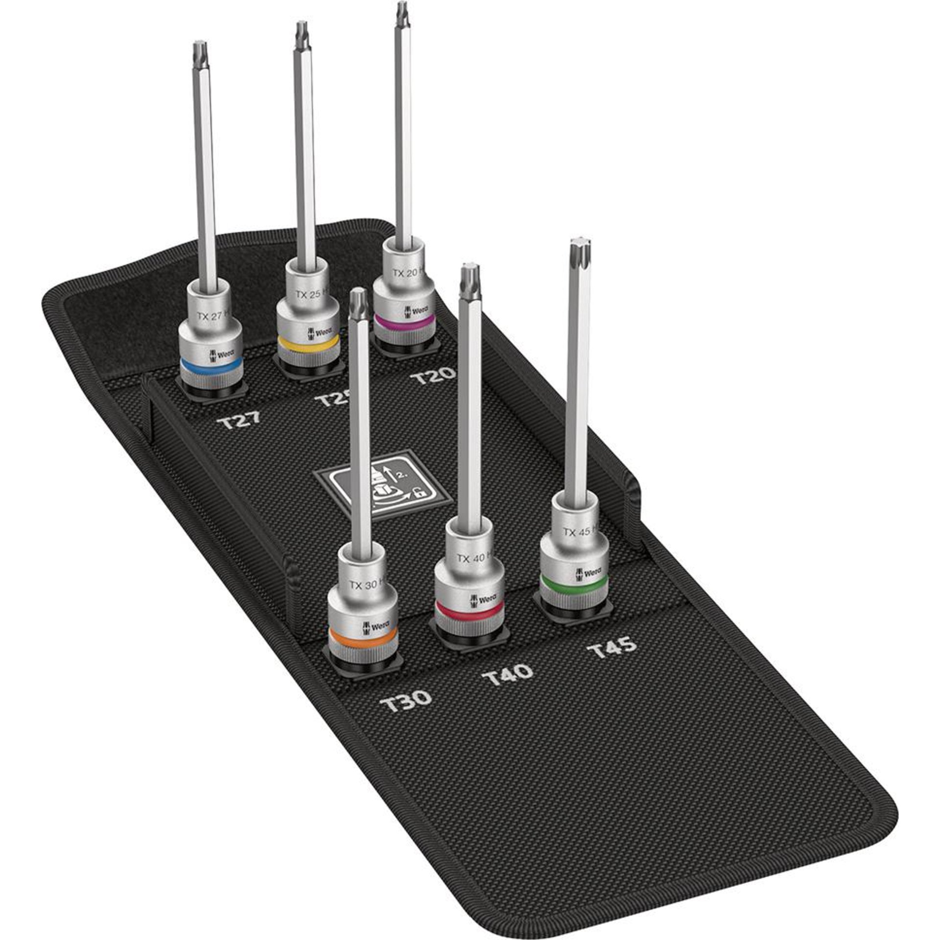 Schraubendrehereinsatz- Satz lang mit Haltefunktion Torx 1/2" 6-teilig Wera