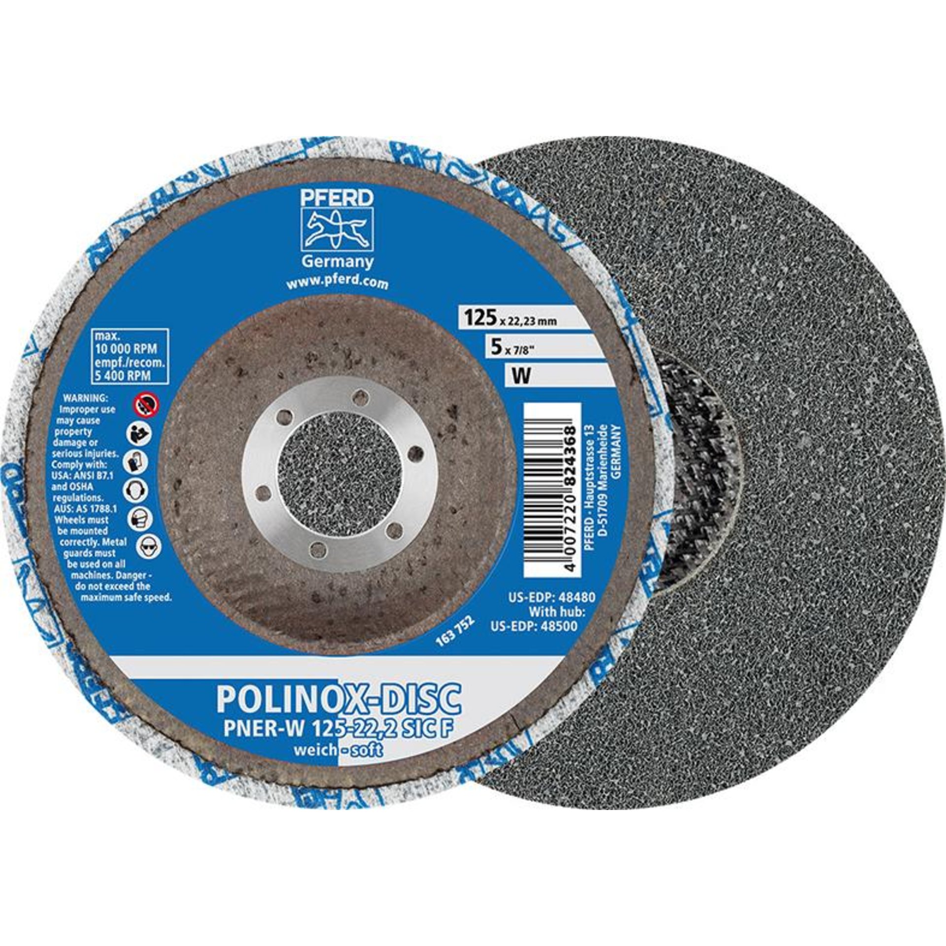 Schleifrad POLINOX 125mm mittelhart Pferd