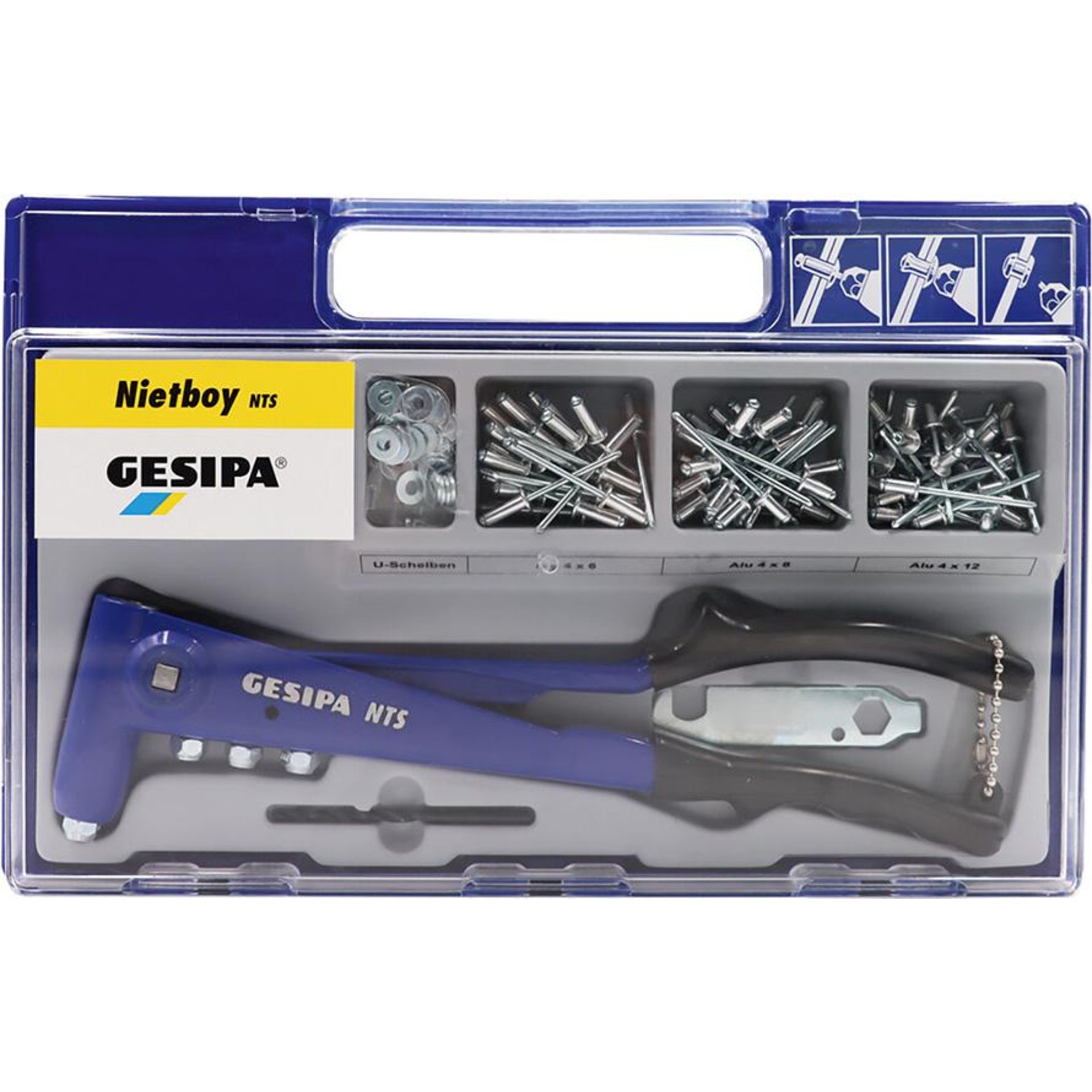 Blindnietgarnitur Nietboymit Handnietzange NTS 136-teilig GESIPA