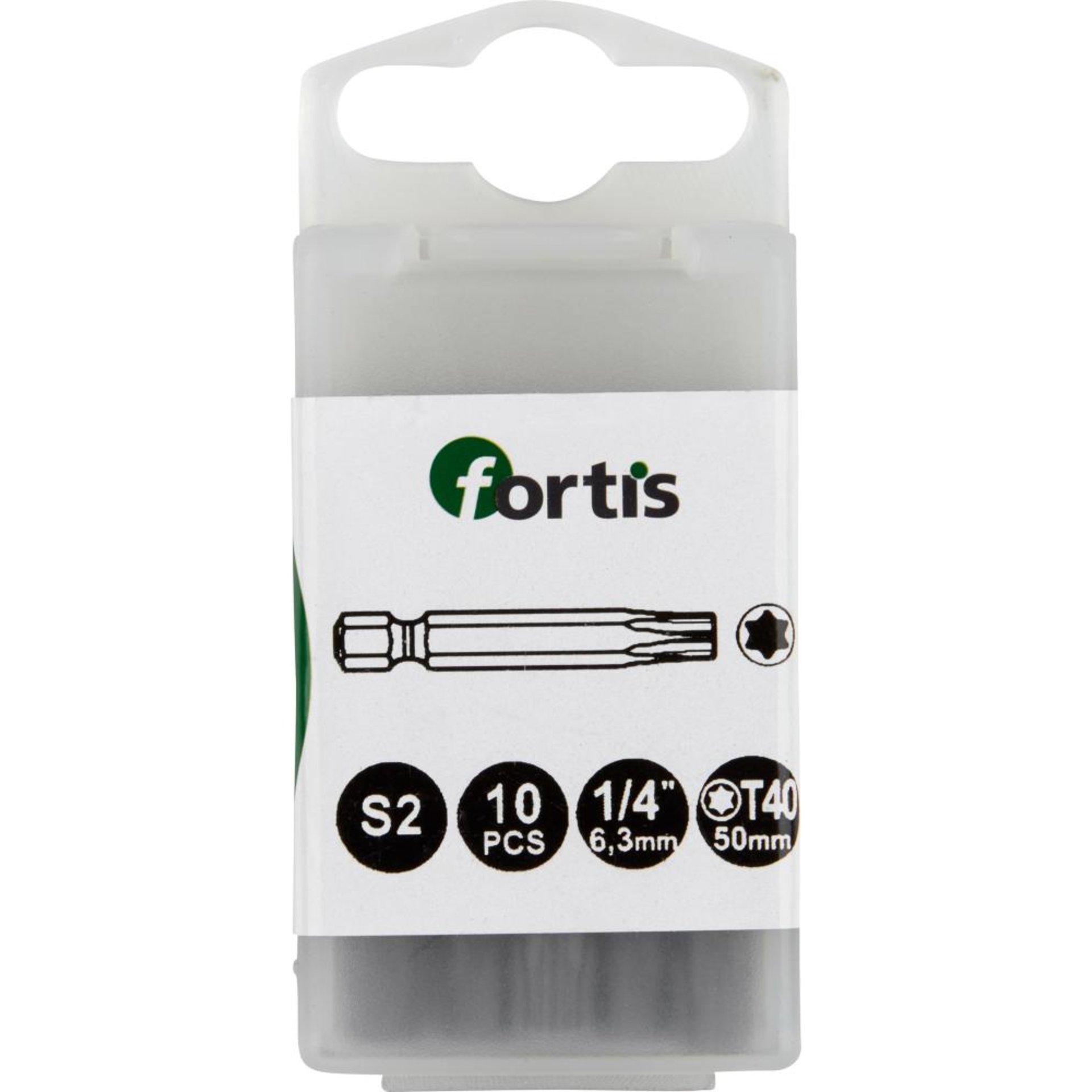 Bit zähhart 1/4" DIN3126 E6,3 T40x50mm 10er Pack FORTIS