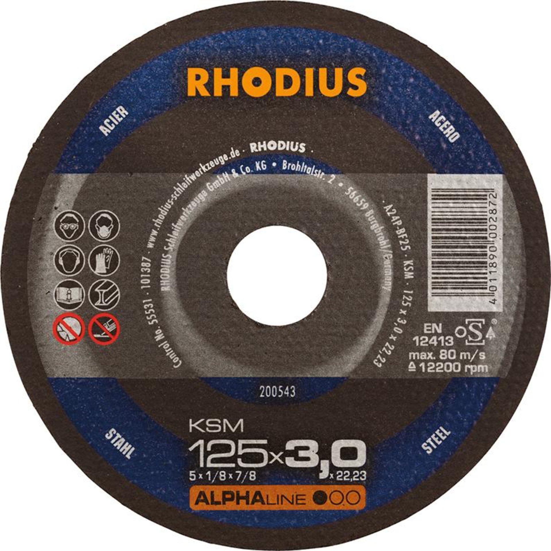 Trennscheibe KSM 125 x 3,0mm ger. Rhodius