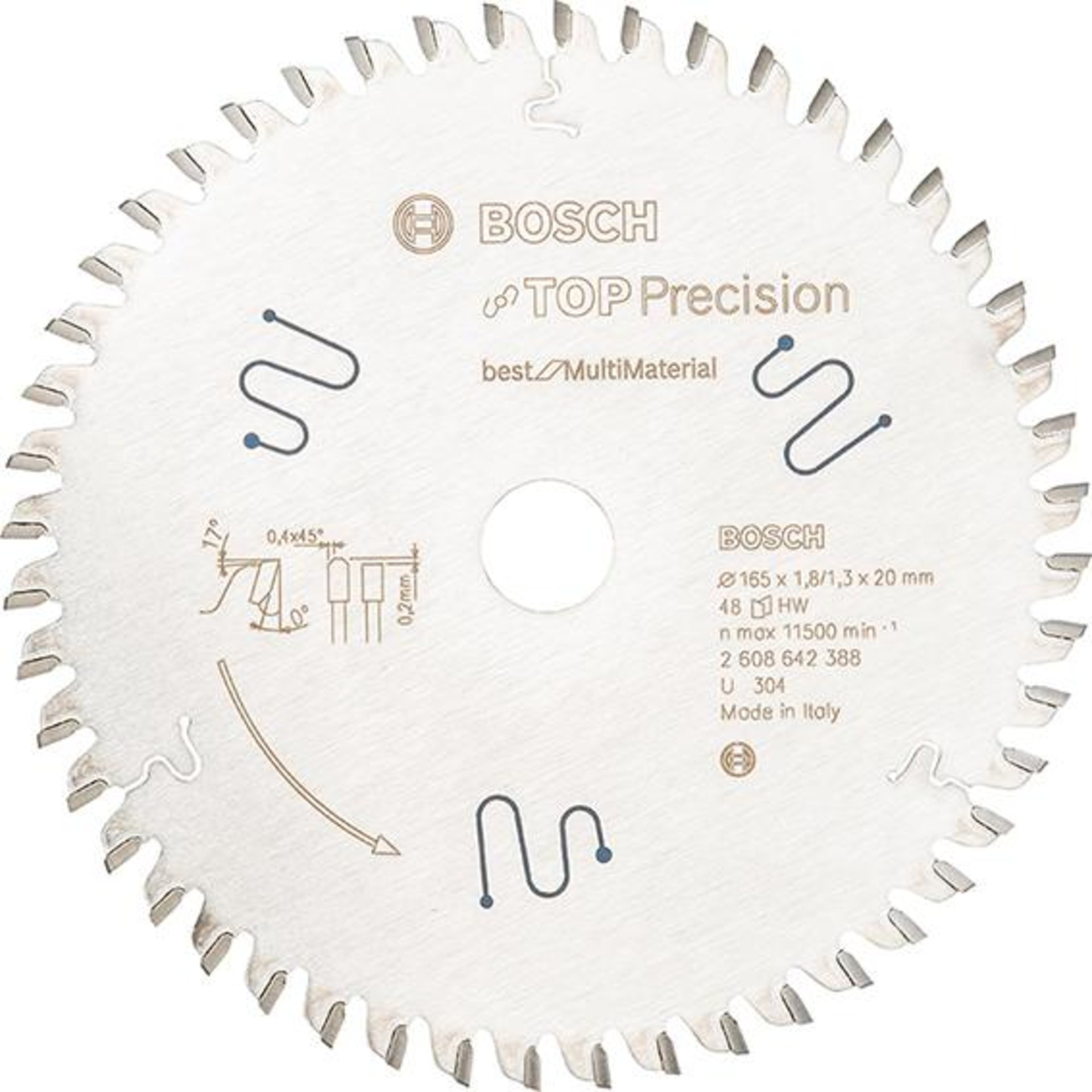 HM-Kreissägeblatt 165x1,8/1,3x20 48Z TF Bosch VE à 1 Stück Top Precision MultiMat