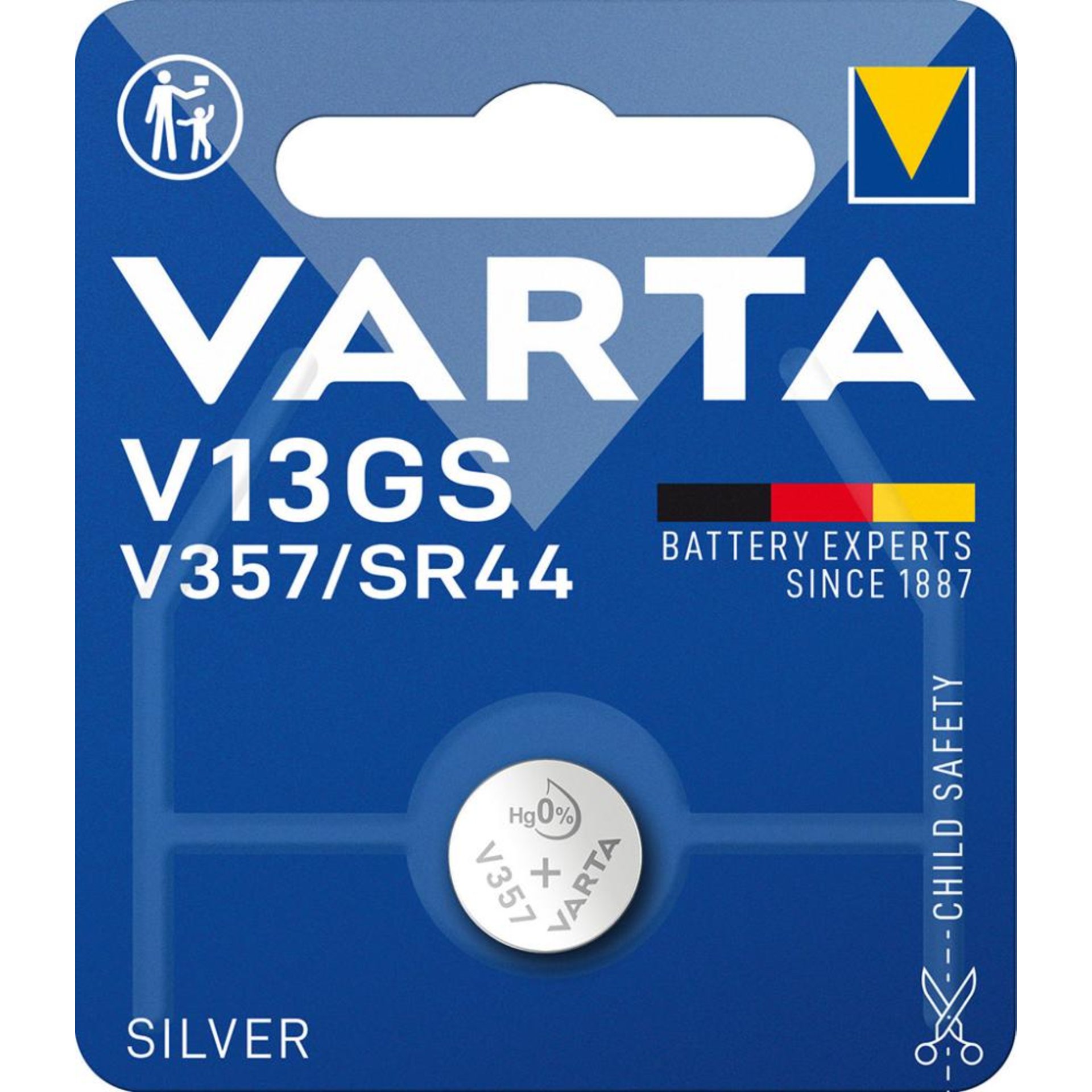 Knopfzelle Electronics Silber V13GS/V357 1,55Volt Blister zu 1 Stück VARTA