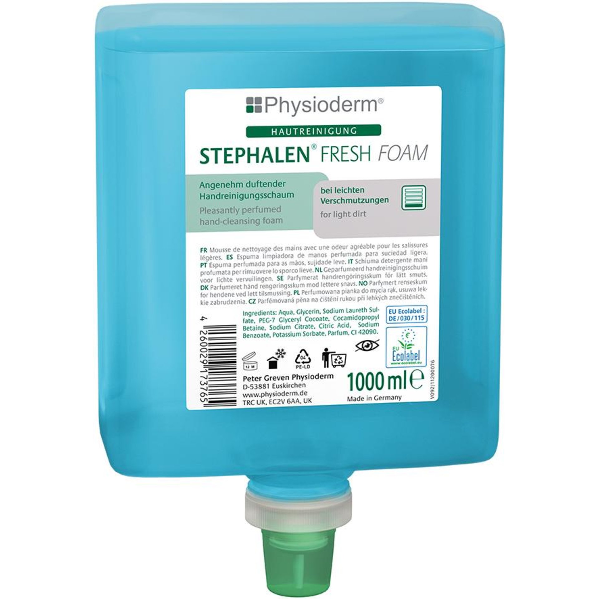 Stephalen Fresh Foam 1000 ml Neptuneflasche Handreingiungsschaum mildPhysioderm