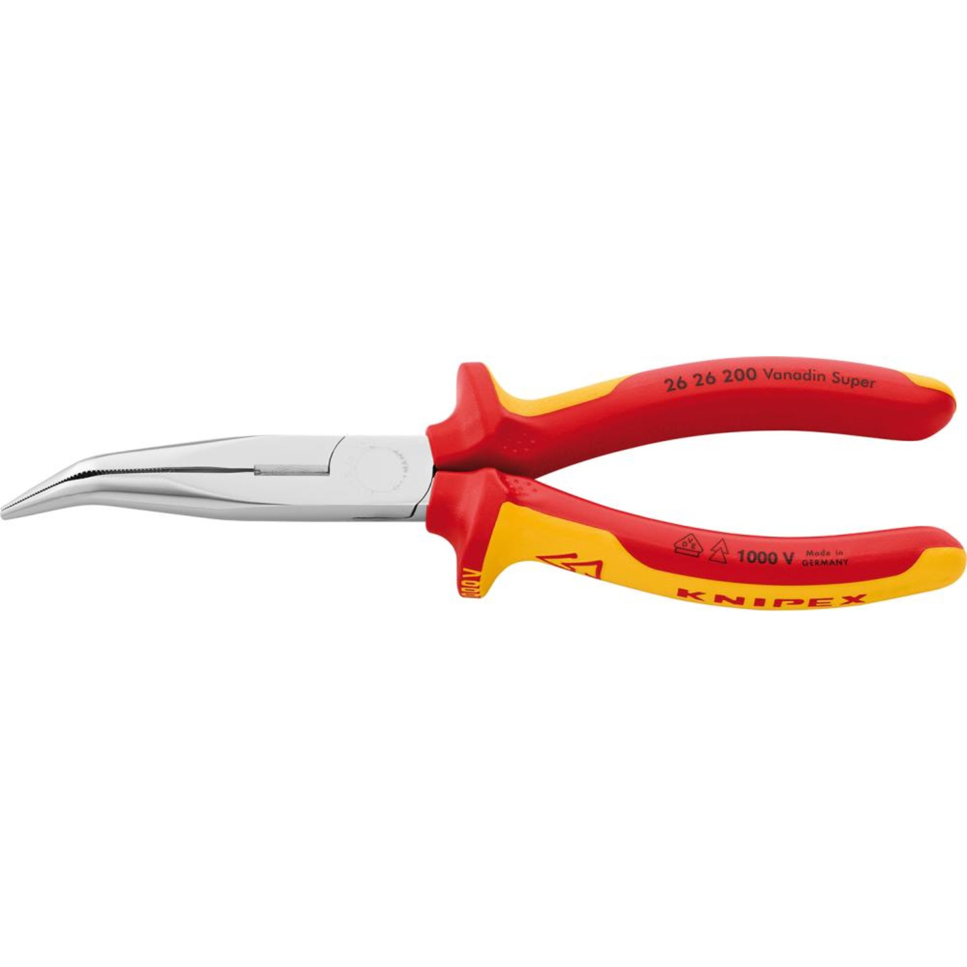 Storchschnabelzange VDE gebogen mit Mehrkomponenten-Griffen 200mm KNIPEX