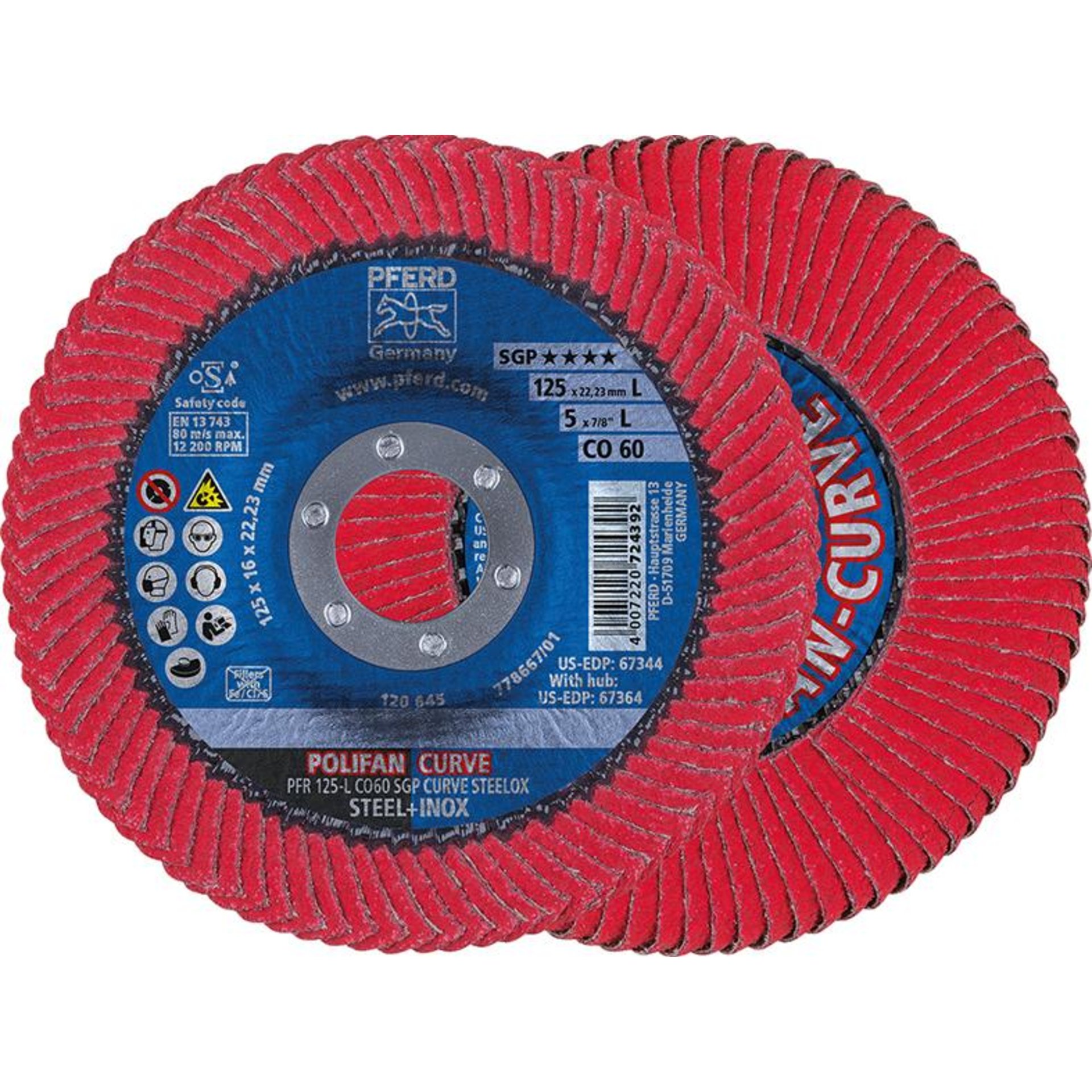 Fächerschleifscheibe CO-SGP-CURVE L 125mm K60 Pferd