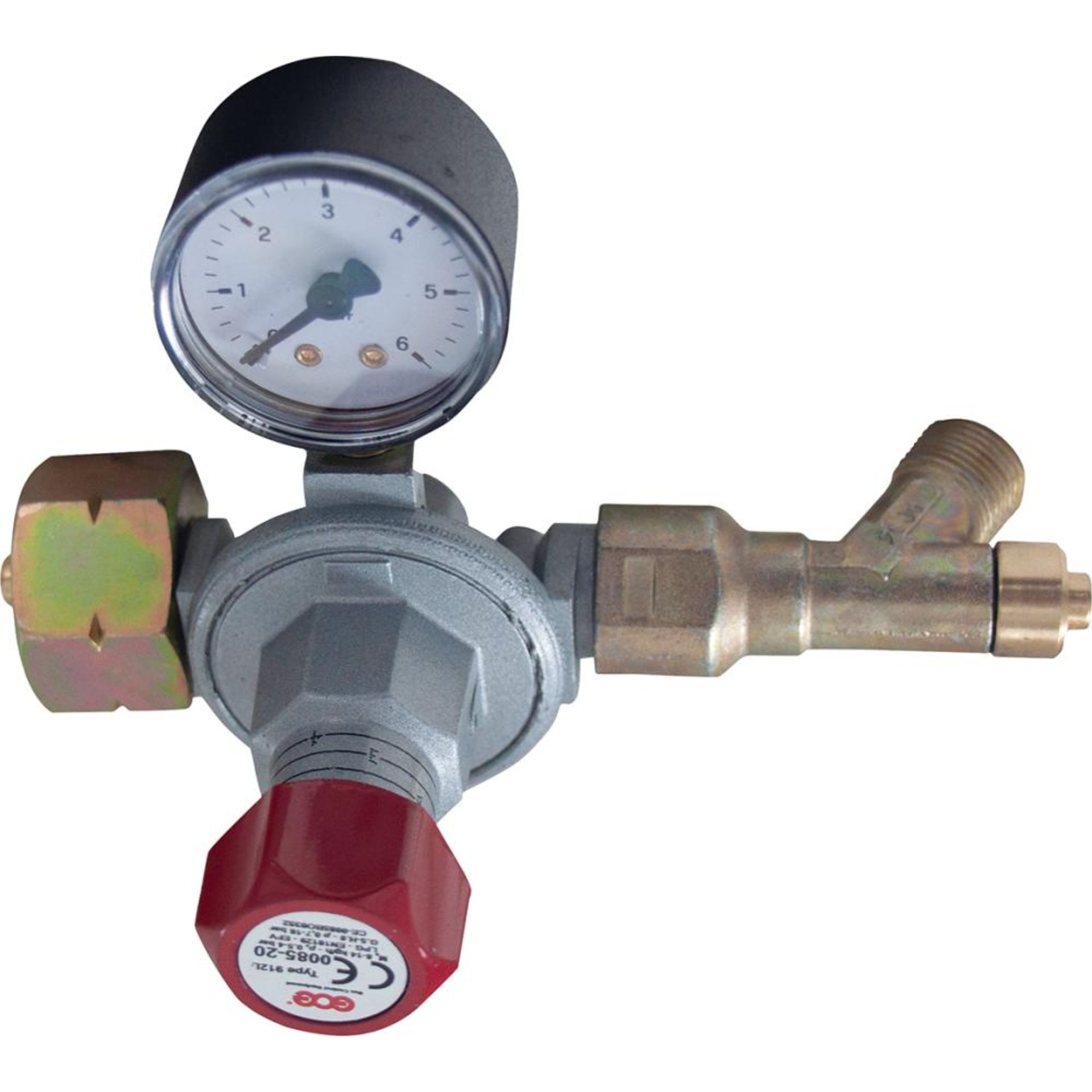 Regler für Propanflaschen5/11/33kg mit Manometer Gasdruck 0,5-4bar GCE