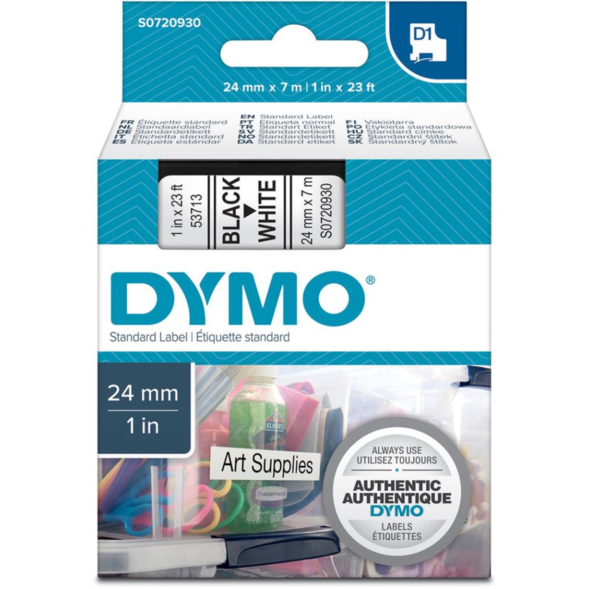 Schriftband D1 53713 schwarz/weiß 24mmx7m DYMO