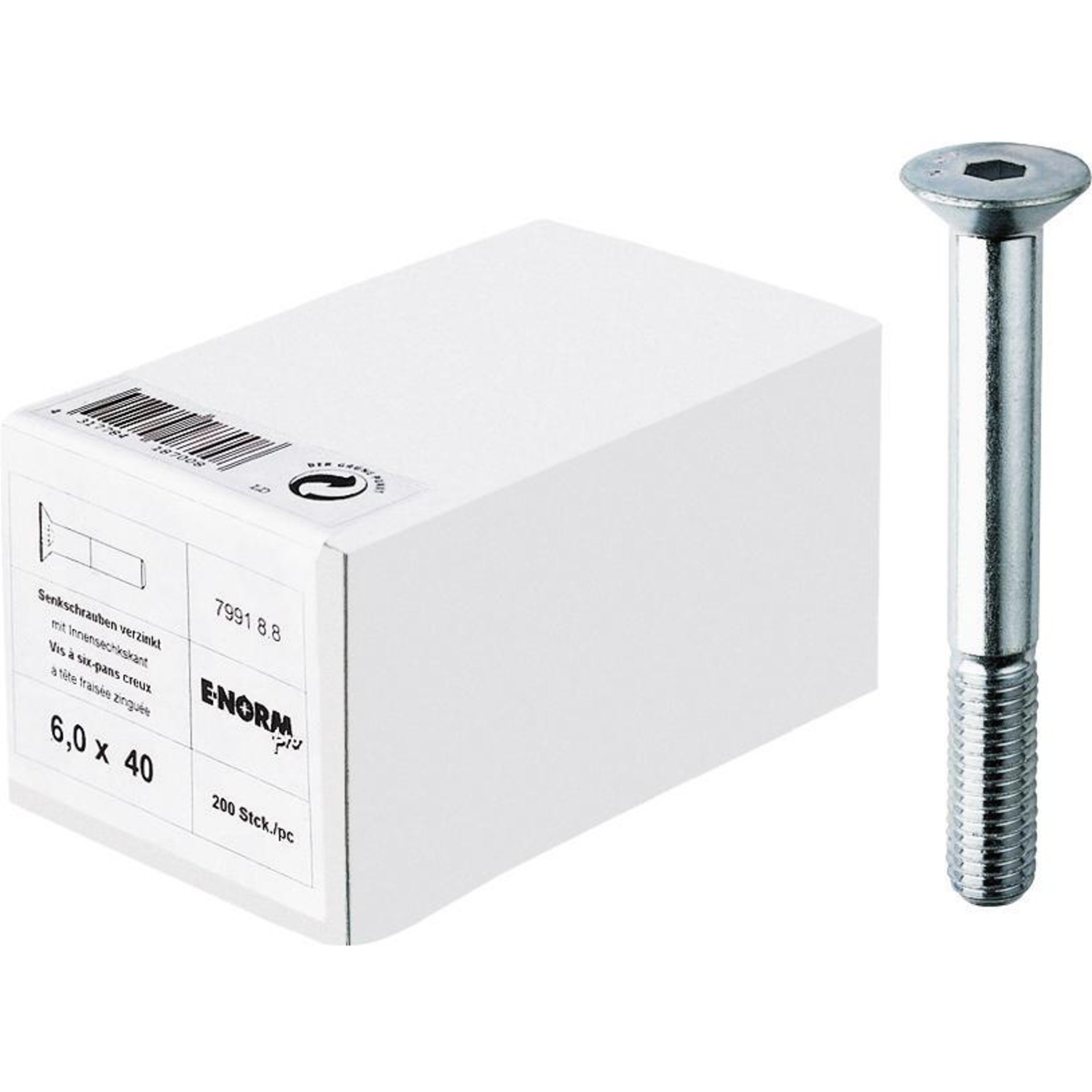 DIN 7991-8.8, Senkschraube, Innen-6-kant, galvanisch verzinkt