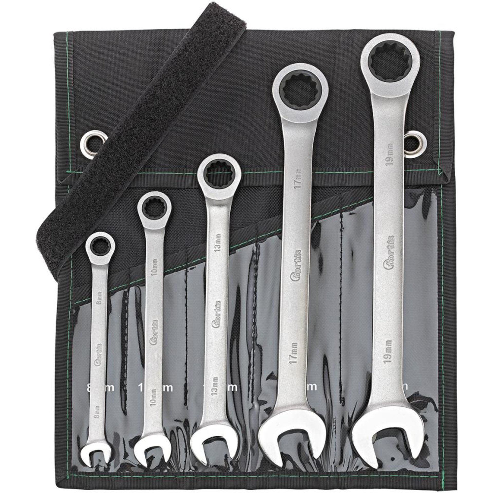Ratschenschlüssel-Satz gerade 8-19mm 5-teilig in Rolltasche FORTIS