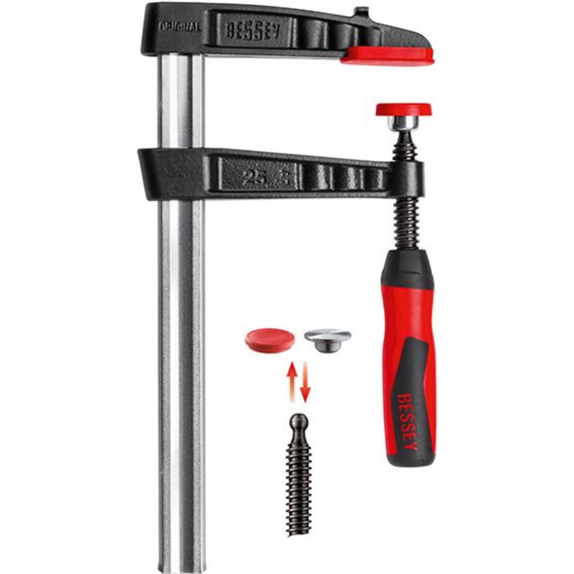 Schraubwzinge Temperguss mit 2-Komponenten-Heft 160x 80mm / 25x 6mm BESSEY