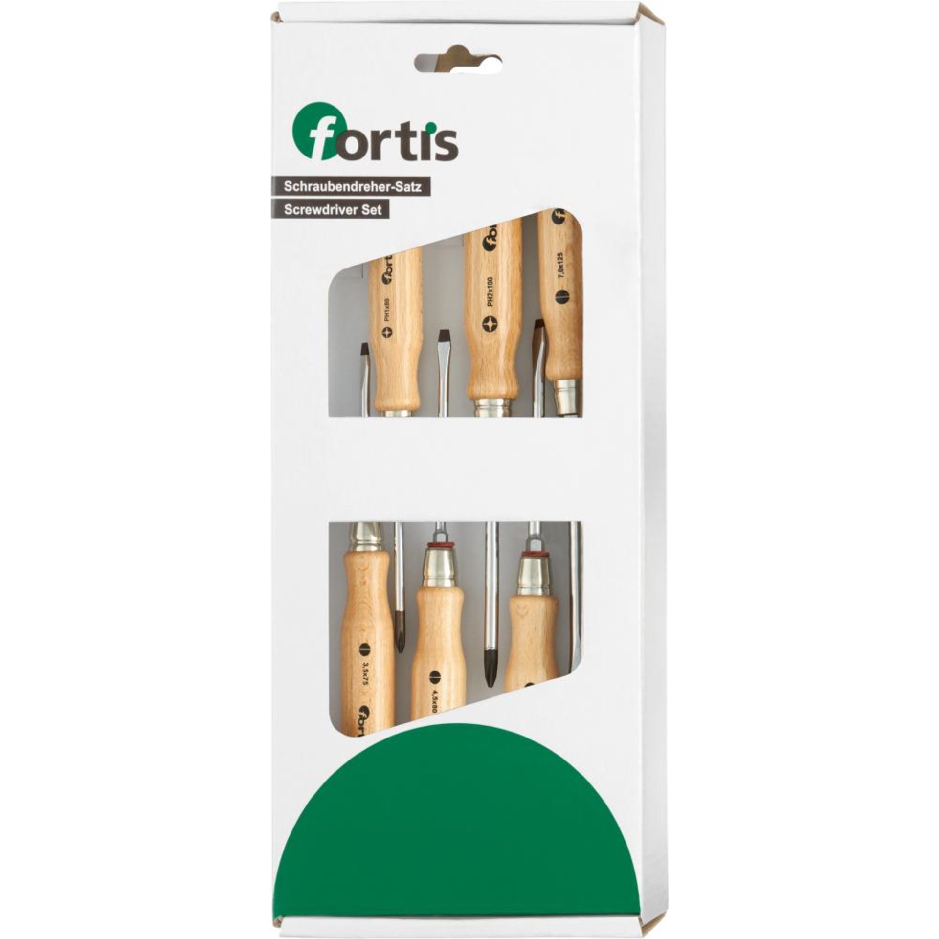 Schraubendreher-Satz 6-teilig Schlitz/PH Holzheft FORTIS