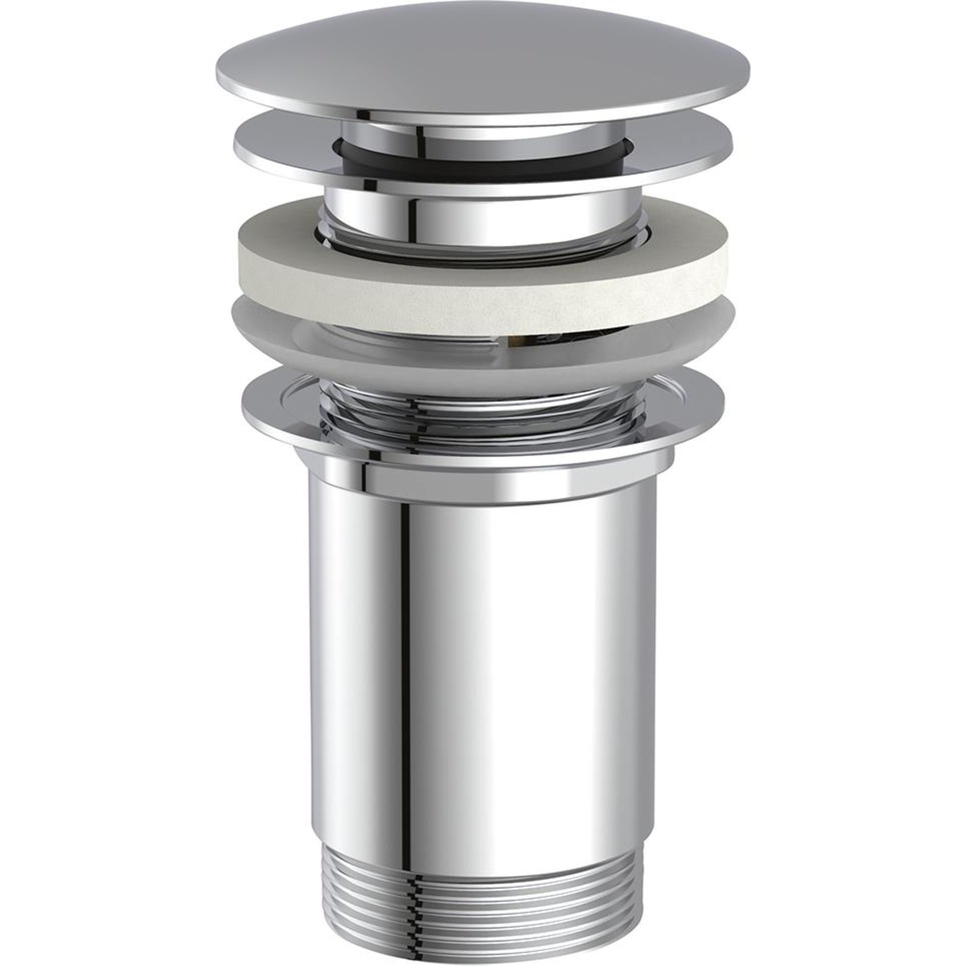 Druckknopf-Ablaufventil mit Überlauf, Chrom, 1 1/4"