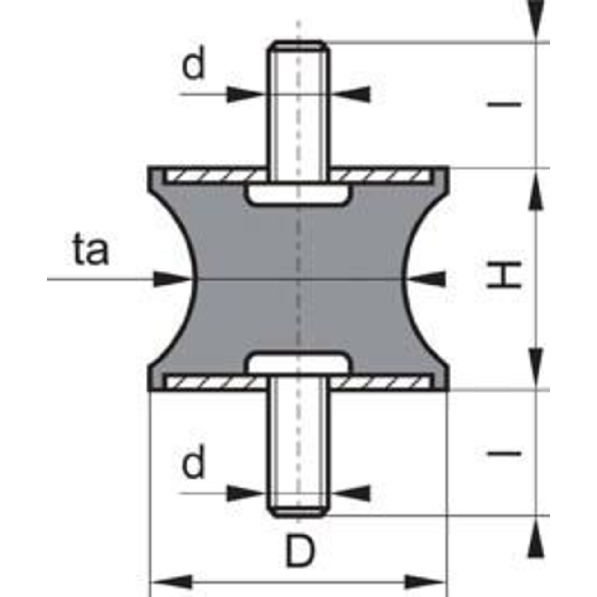Gummi-Metall-Puffer, tailliert