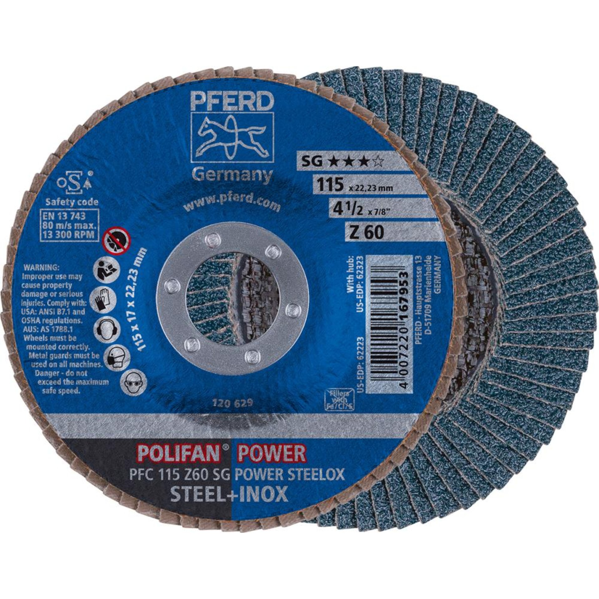 Fächerschleifscheibe Z 60SGP POWER 115mm K60 Pferd