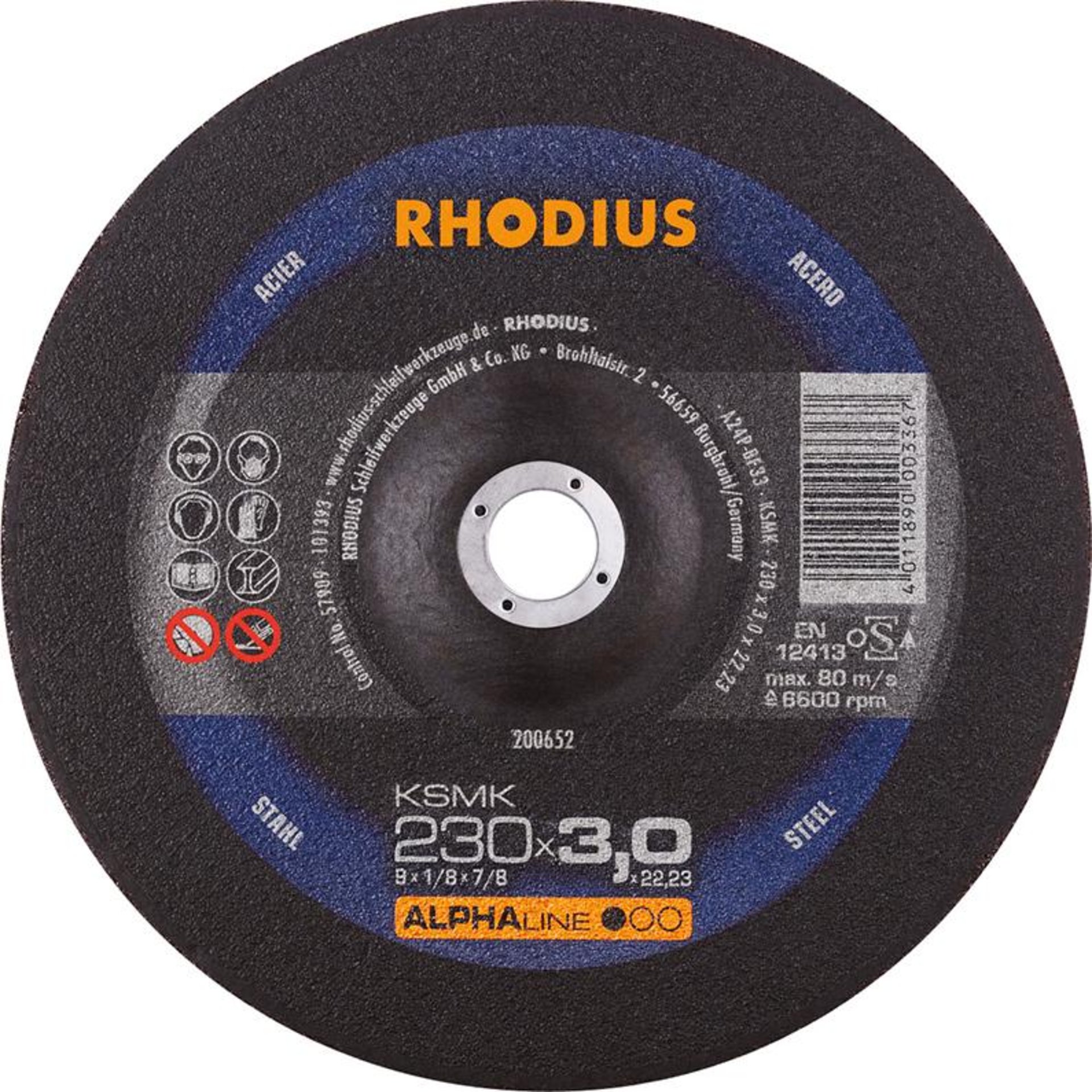 Trennscheibe KSMK 230 x 3,0mm gekr. Rhodius