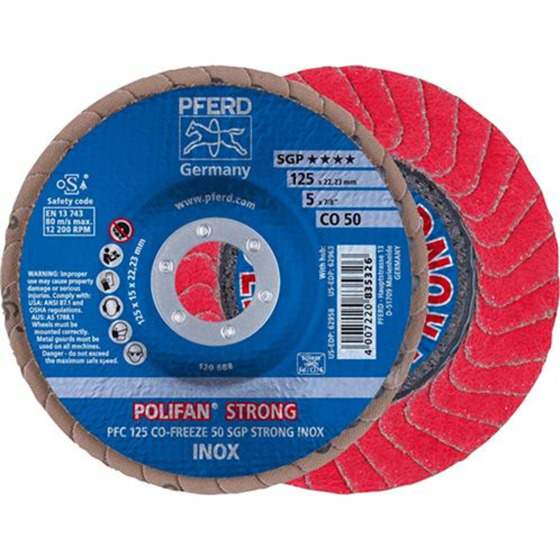 Fächerschleifscheibe CO50FREEZE SGP STRONG 125mm K50 Pferd