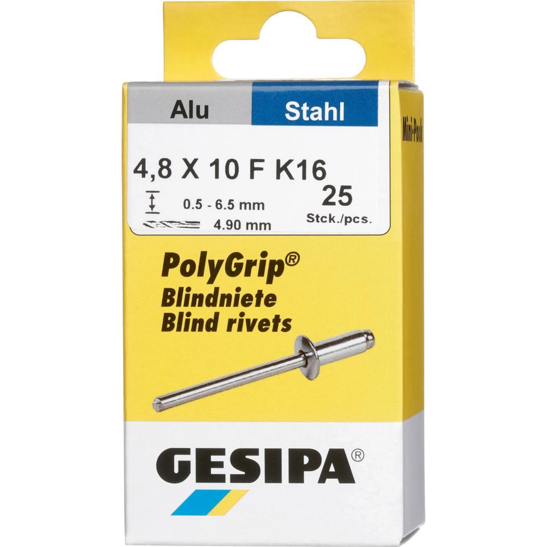Mini-Pack PolyGrip Alu/Stahl 4,8 x 10 K 16
