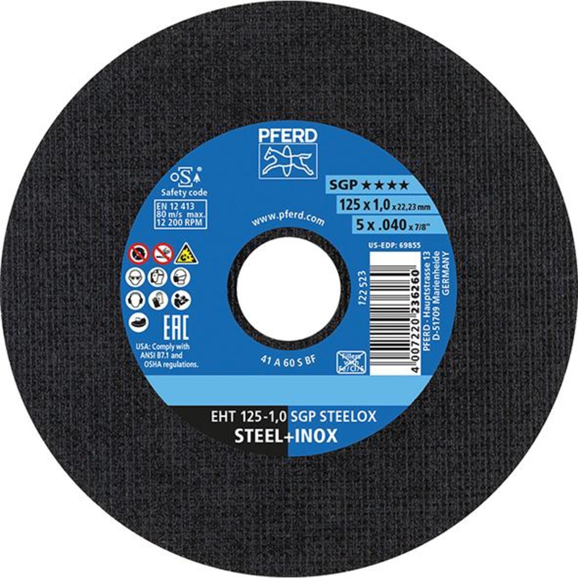 Trennscheibe gerade A60SSG-INOX 115x1mm PFERD