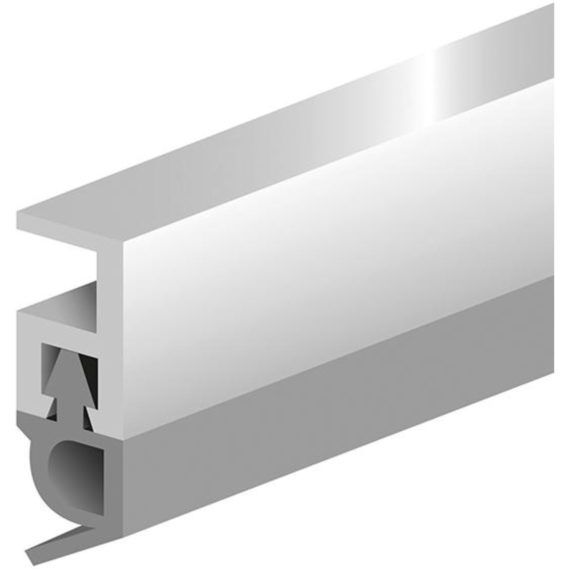 PTS-AR Abdichtungsschiene210 cm, weiß, Kunststoff Profil m.Weich-PVC-Lippe ELLEN