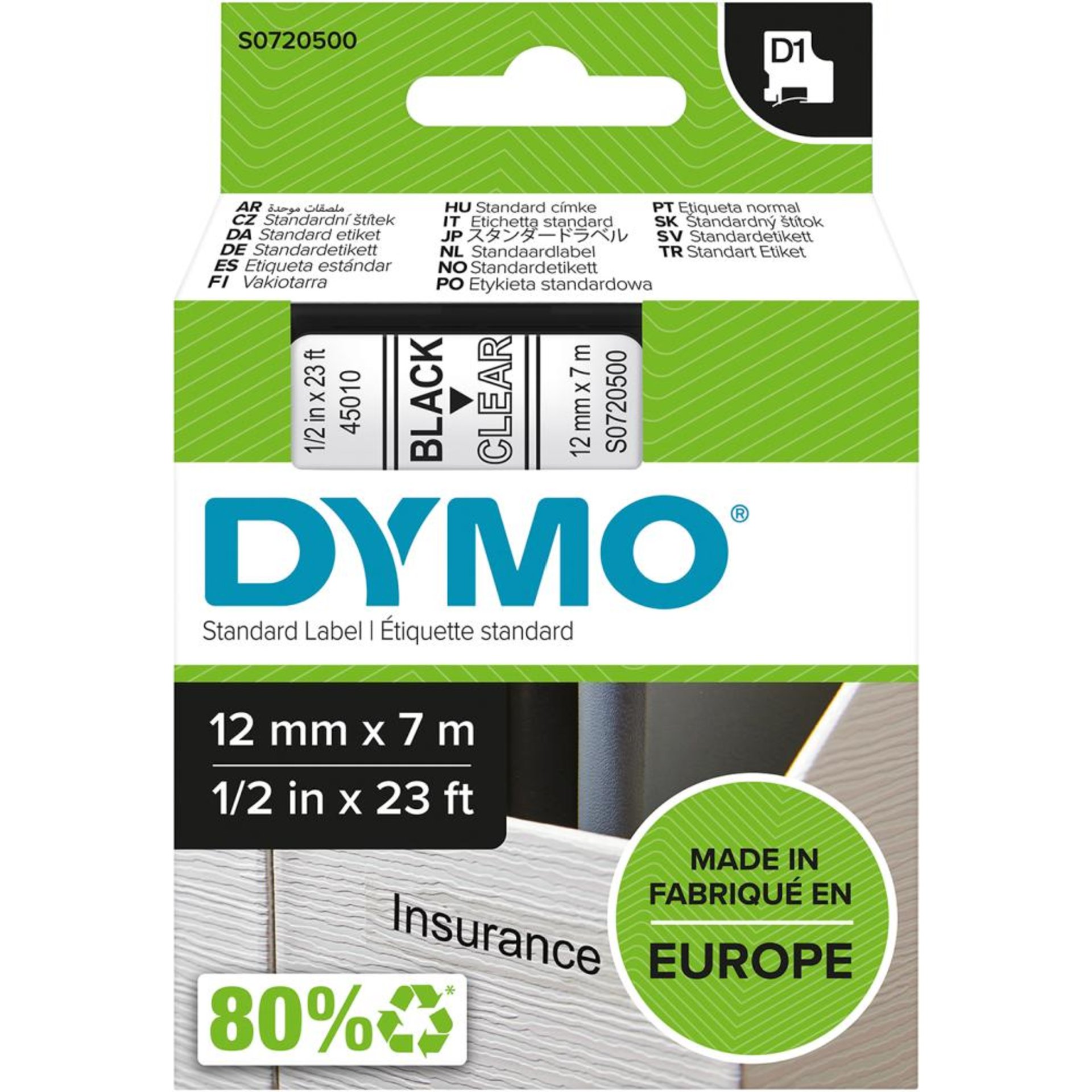 DYMO D1-Schriftband, 12 mm
