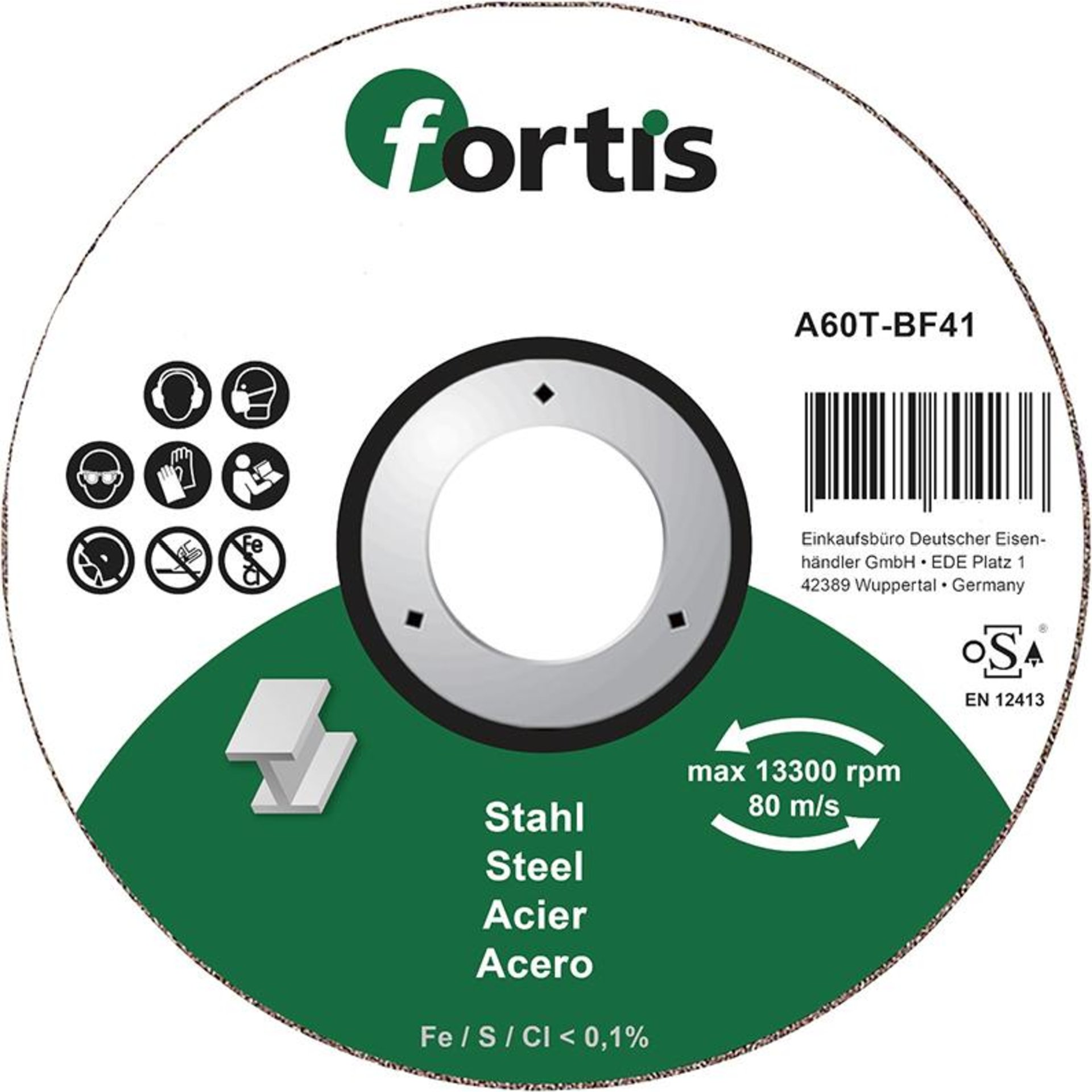 Trennscheibe Stahl 115 x 1,0mm gerade FORTIS