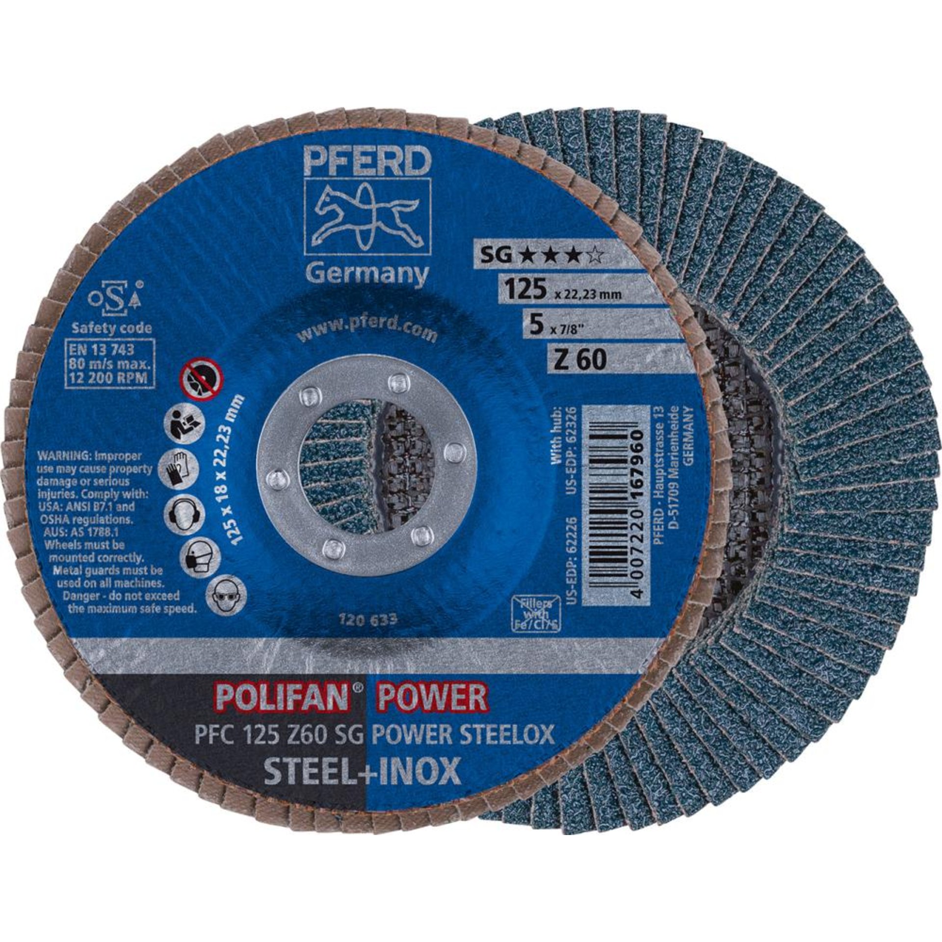 Fächerschleifscheibe Z 60SGP POWER 125mm K60 Pferd