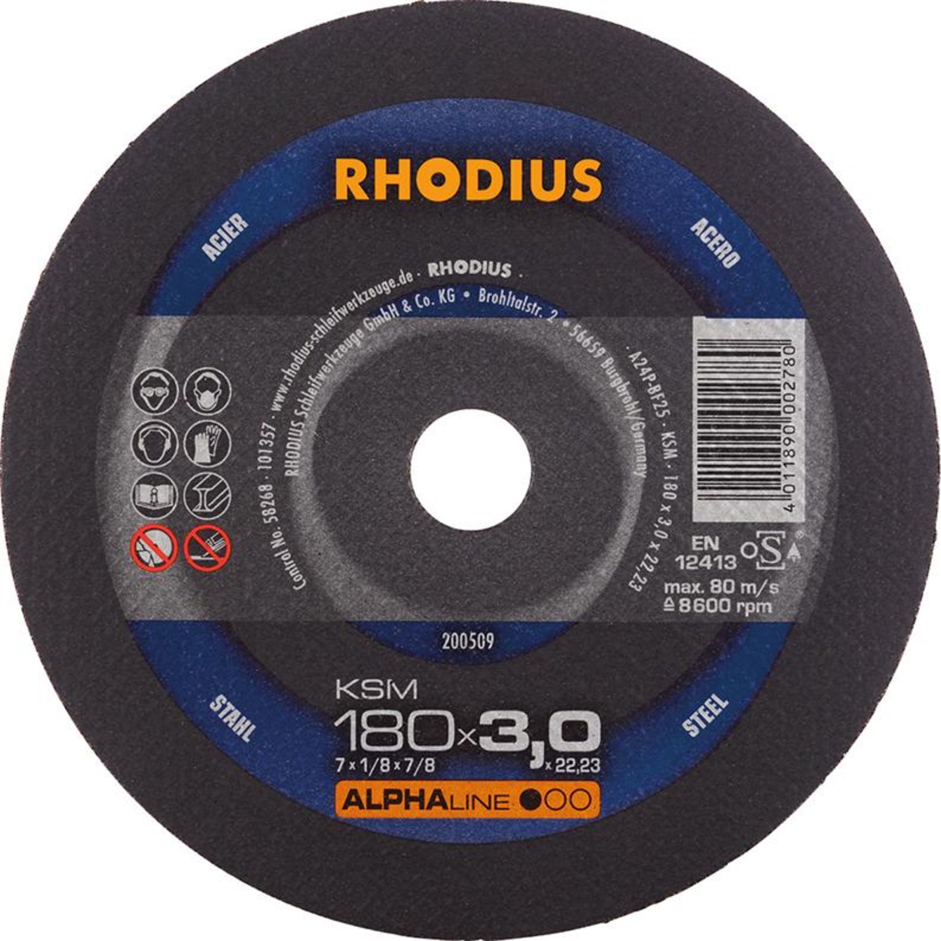 Trennscheibe KSM 180 x 3,0mm ger. Rhodius