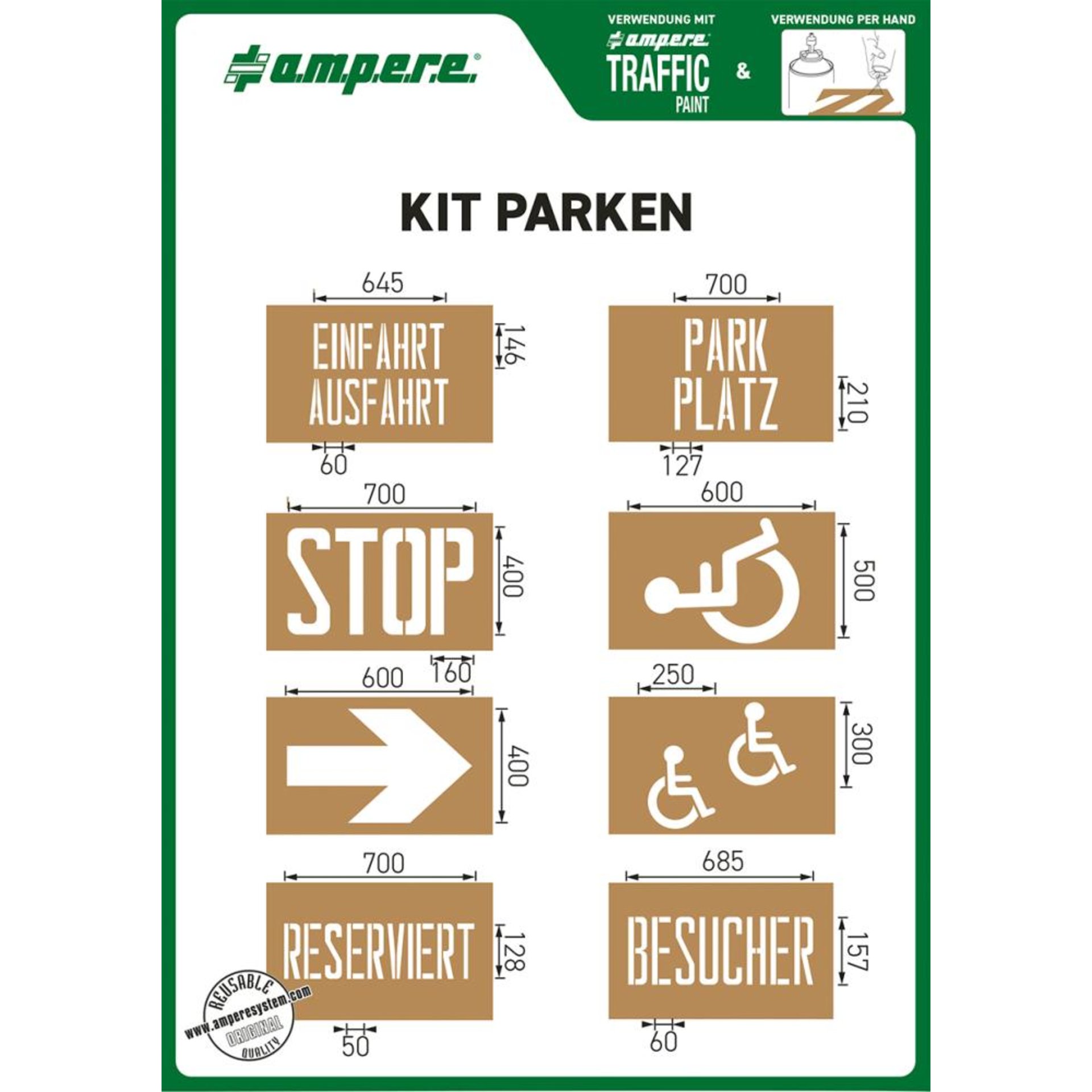 Schablonenset Schablonen KIT Parken a.m.p.e.r.e.