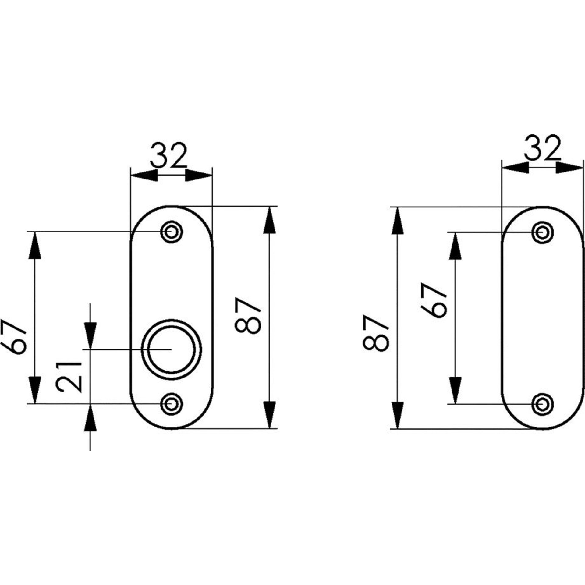 Drücker-Rosette 479 32x87x7mm,rd.Form Leichtmetall silberfarbig