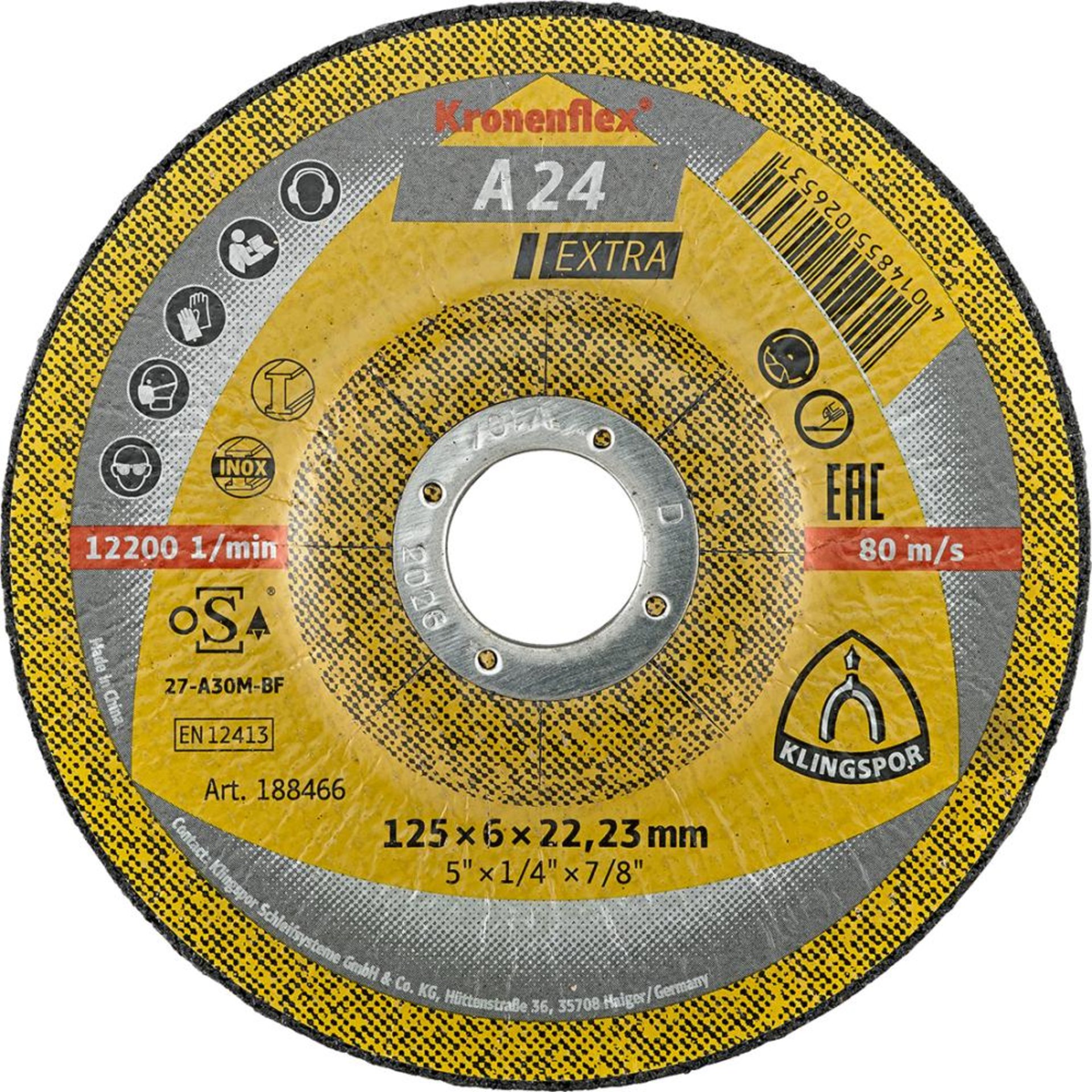 Schruppscheibe A24 Extra 180x6mm gekr. Klingspor