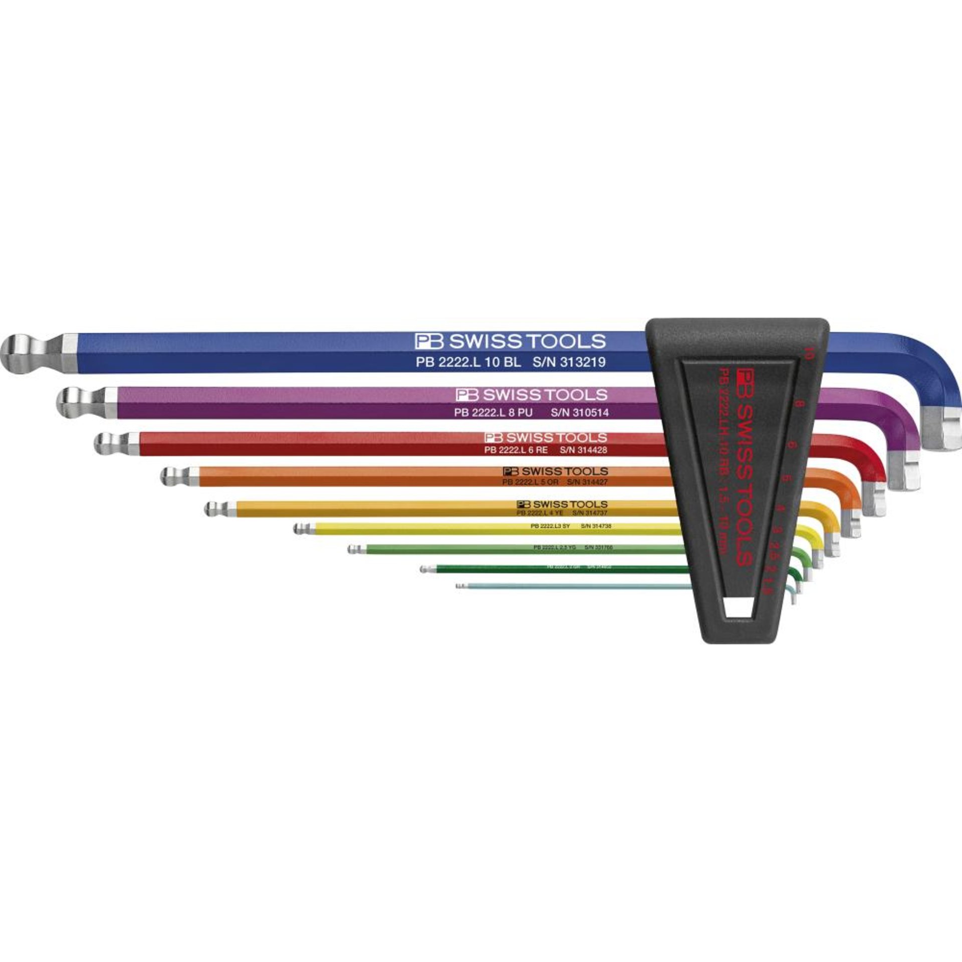 Winkelschraubendreher- Satz im Kunststoffhalter 9-teilig1,5-10 90-100GradRainbow PB Swiss Tools