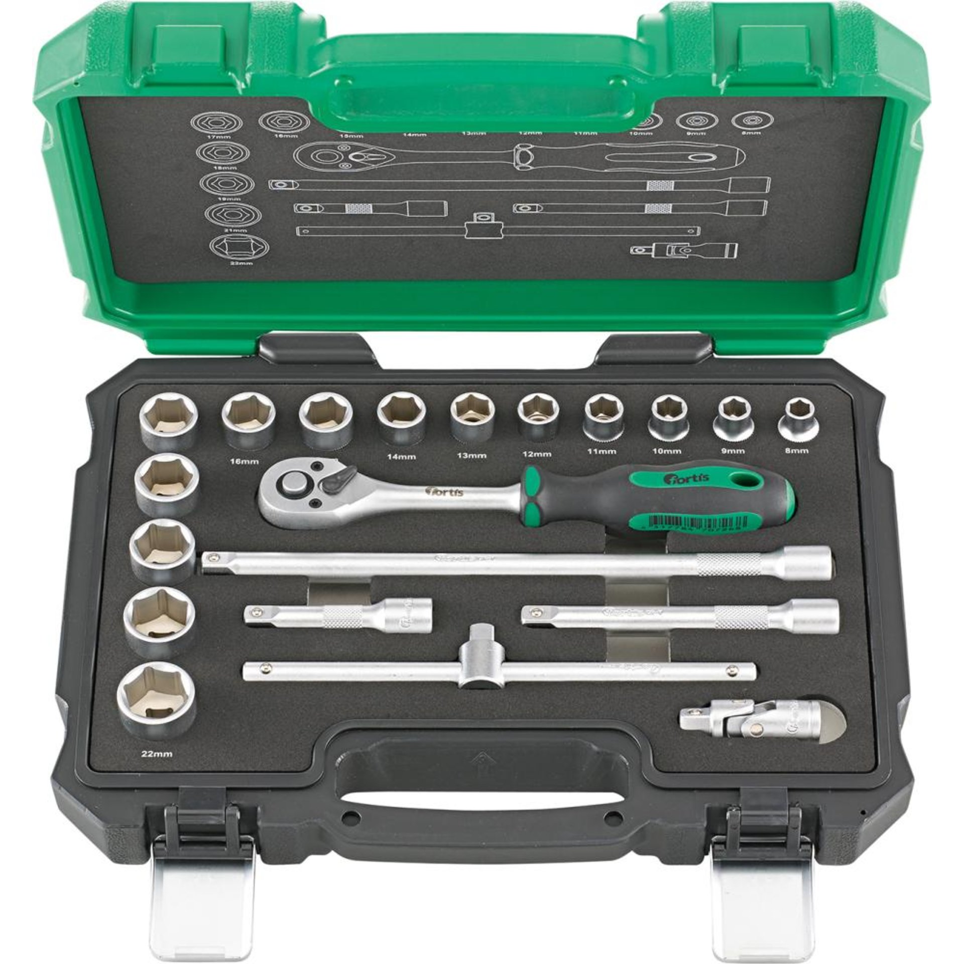 Steckschlüssel-Garnitur 3/8" 20-teilig FORTIS