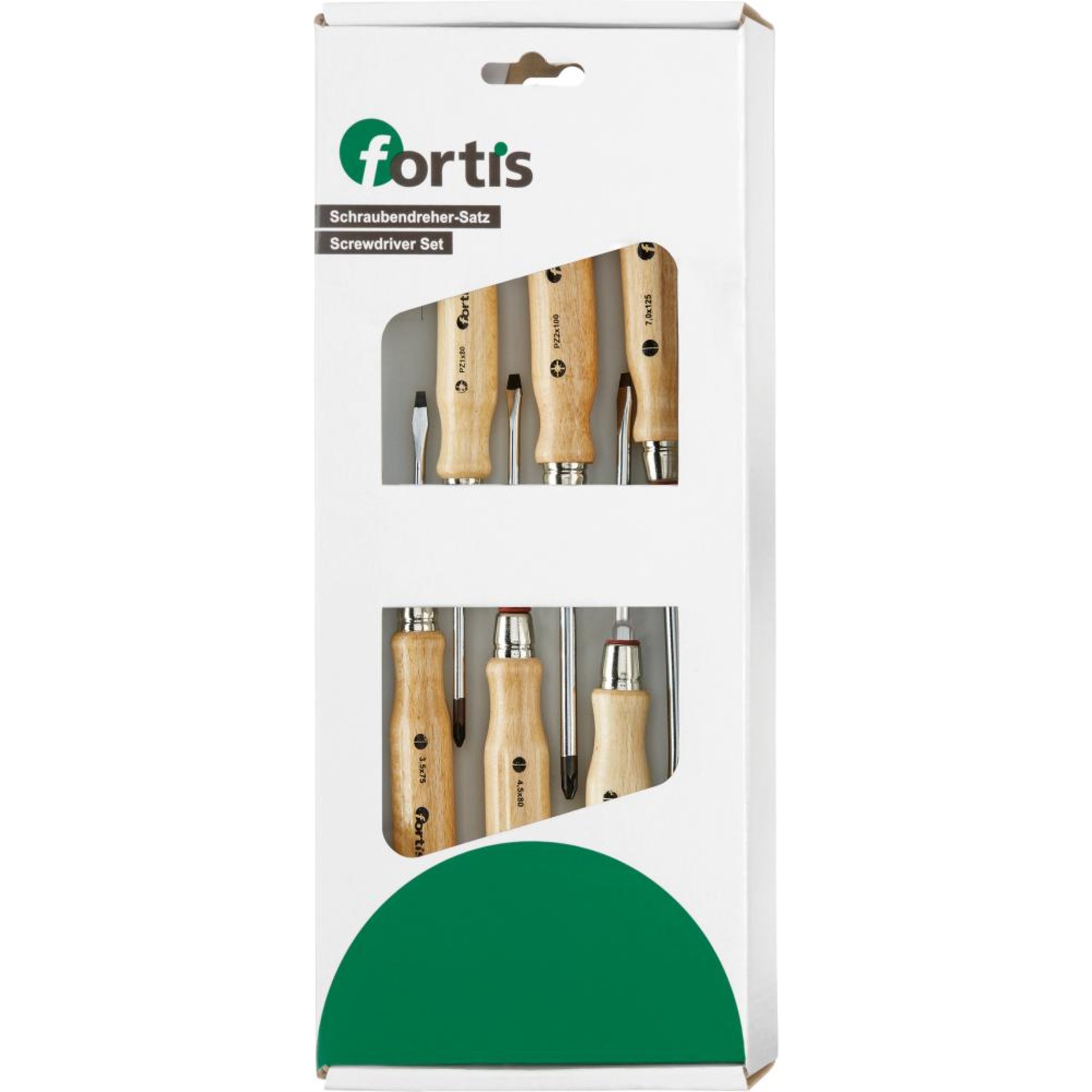 Schraubendreher-Satz 6-teilig Schlitz/PZ Holzheft FORTIS
