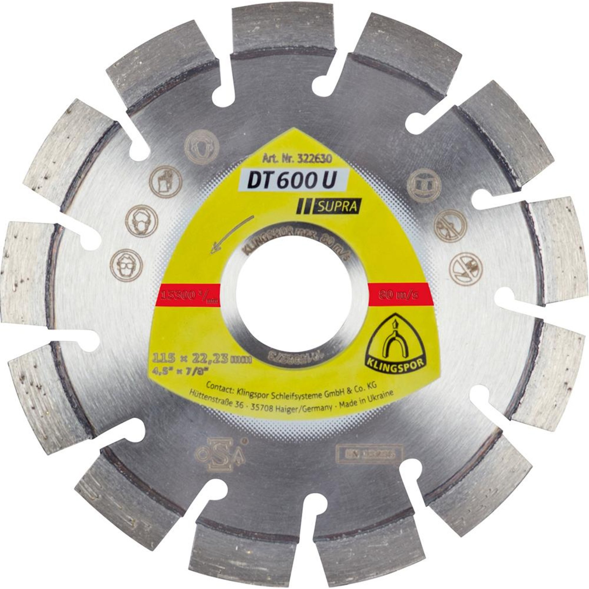 Diamanttrennscheibe DT/SUPRA/DT600U/S/115X2,4X22,23/13K/9 KLINGSPOR