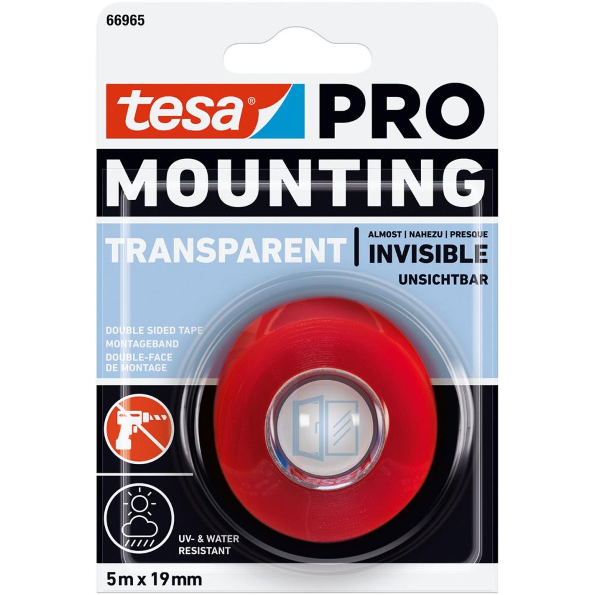 tesa Mounting PRO Transparent, 5m:19mm