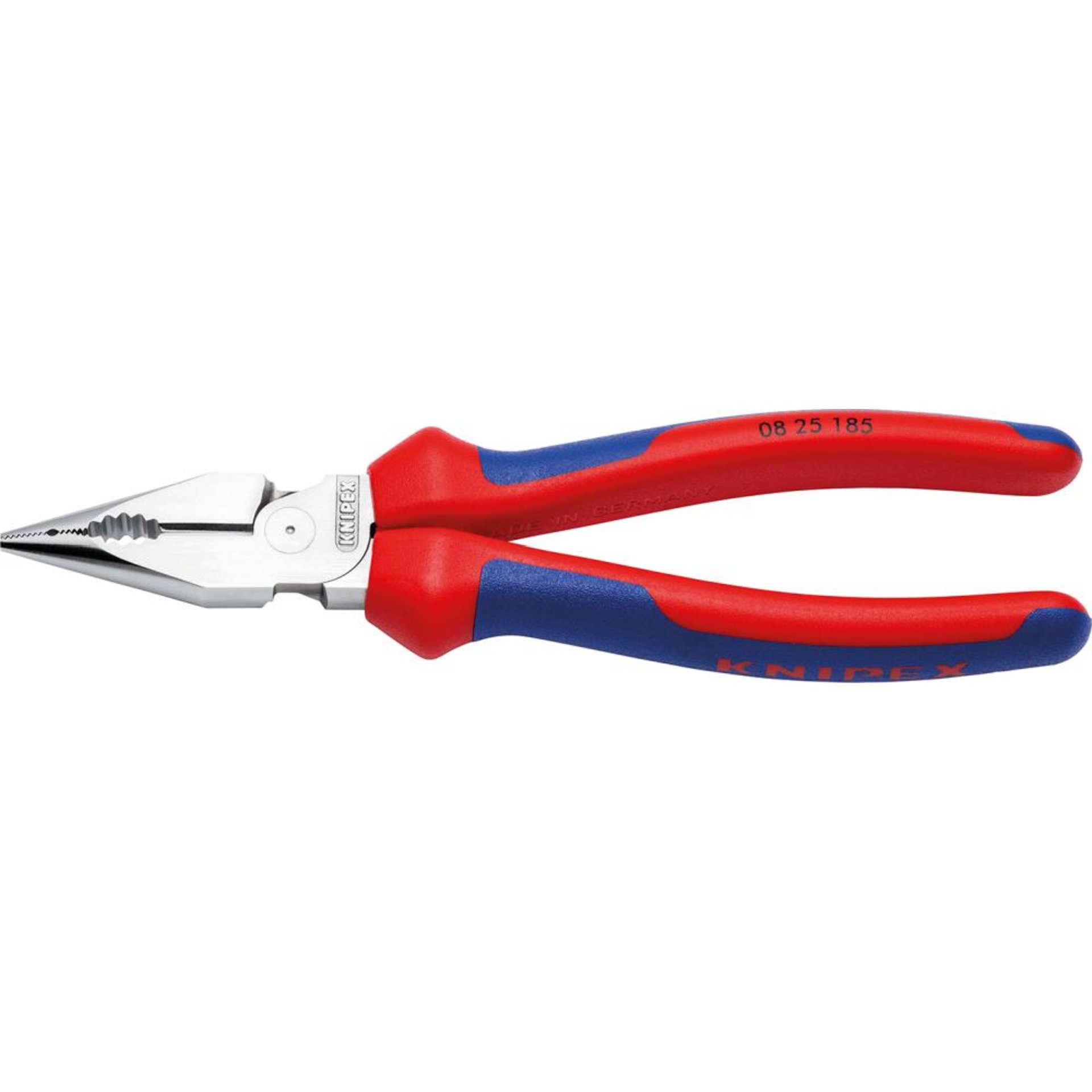 Spitz-Kombinationszange verchormt mit Mehrkomponenten-Griffen 185mm KNIPEX