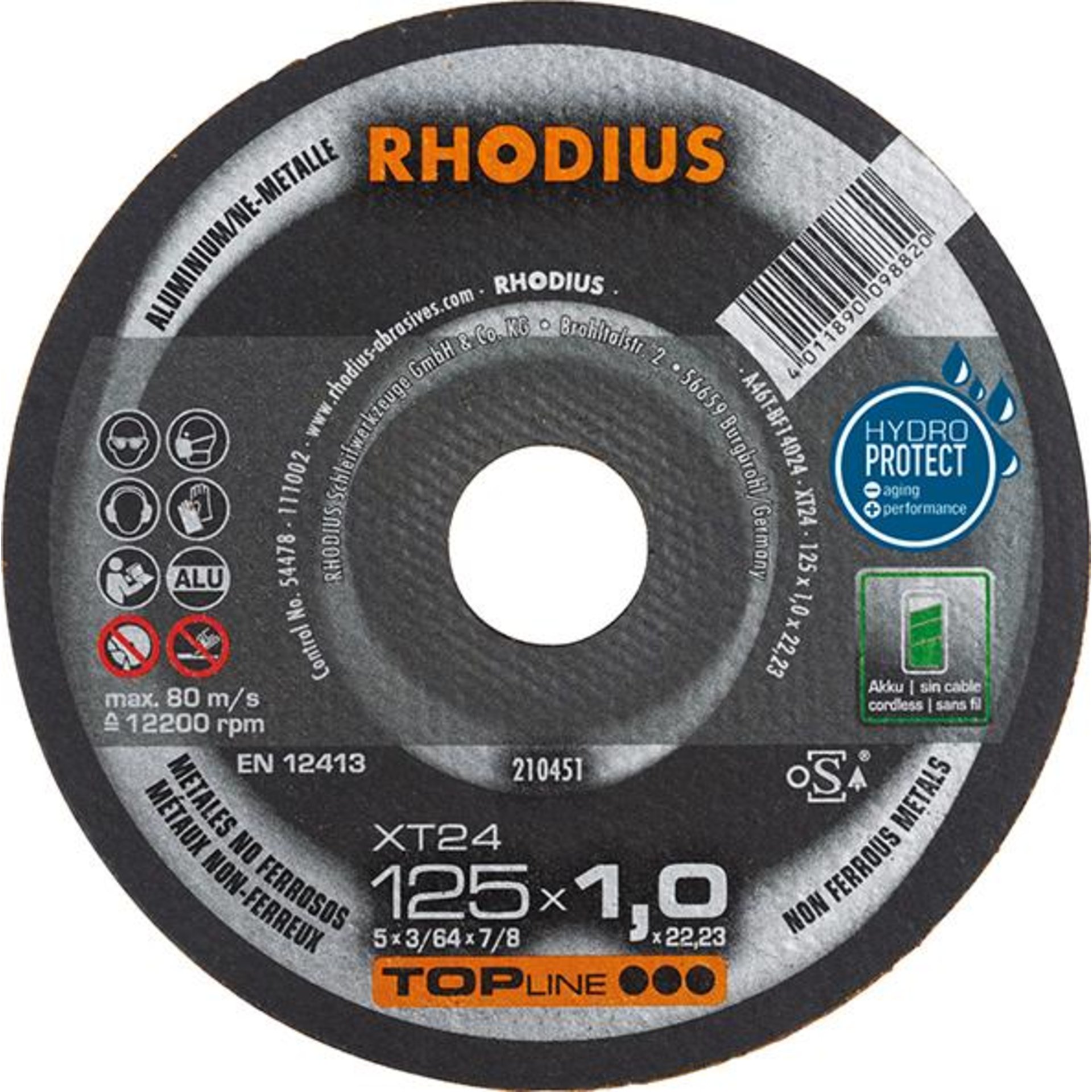 Trennscheibe XT 24 Aluminium 125 x 1,0 x 22,23 mm Rhodius