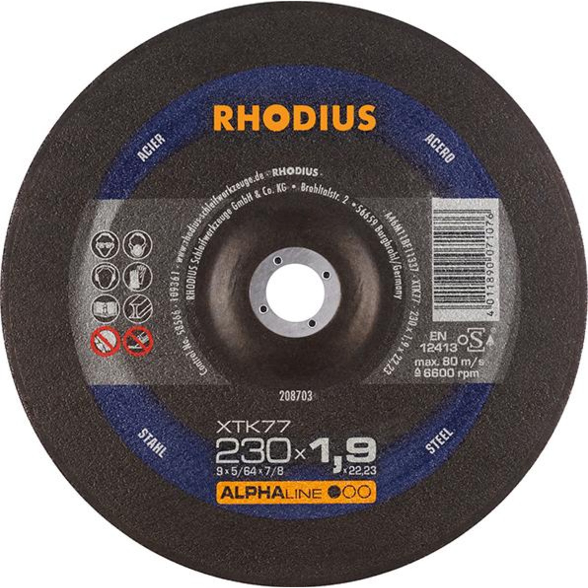 Trennscheibe XTK77 230 x 1,9mm gekr. Rhodius
