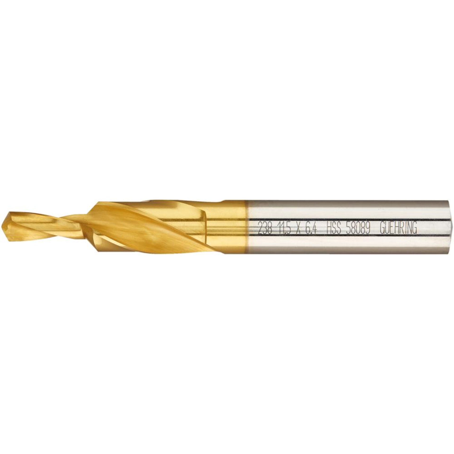 Kurzstufenbohrer HSS TiN Durchgangsloch 90Grad M10 GÜHRING