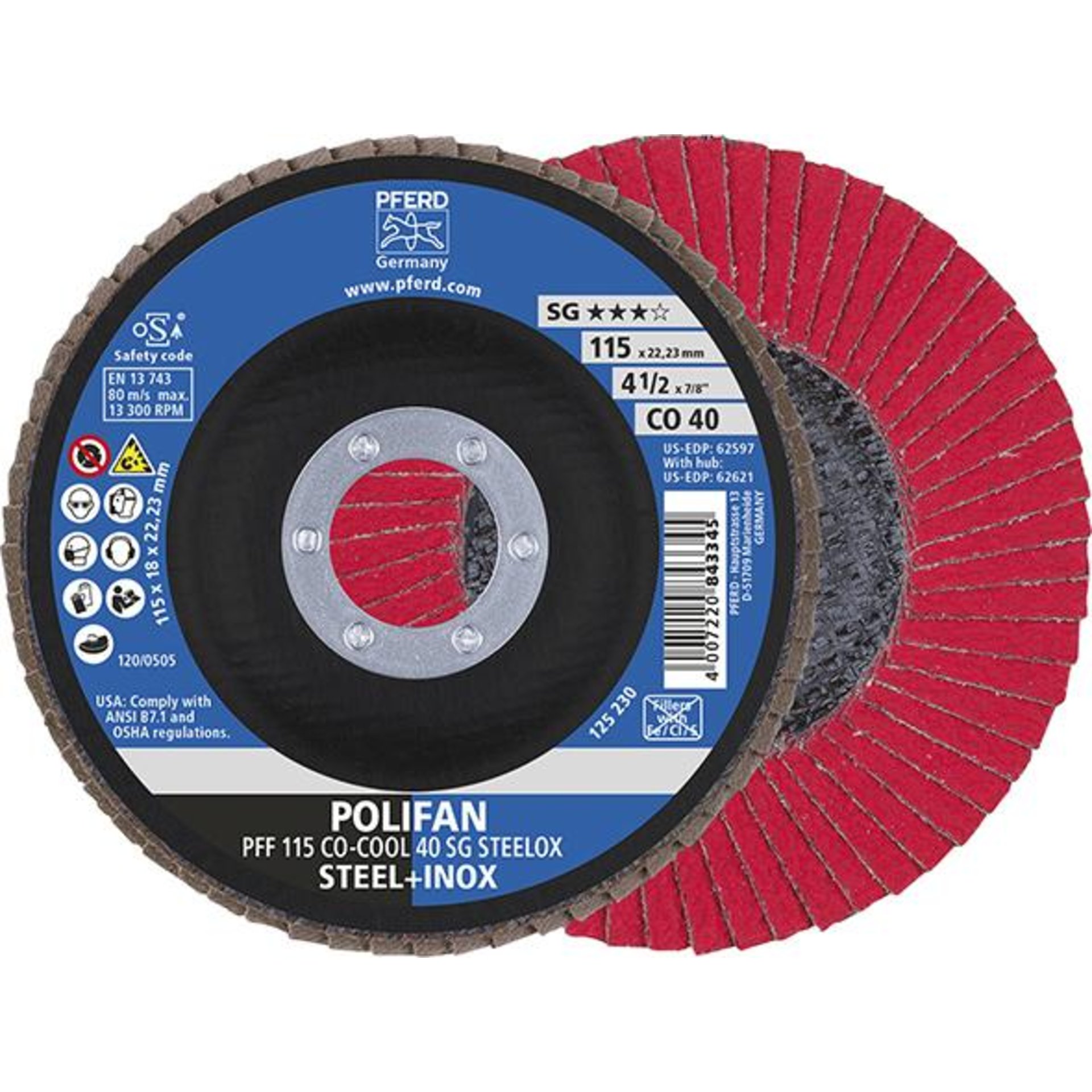 Fächerschleifscheibe SGP-COOL gerade 115mm CO40 Pferd